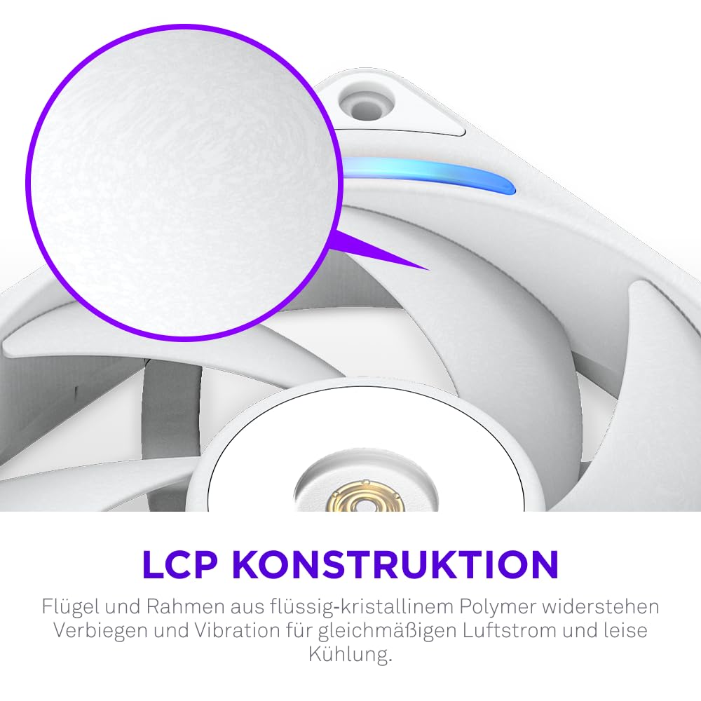 Detalle de NZXT F120X Performance-Lüfter – 120 mm PWM RGB, LCP-Rahmen, Magnetisches Fluid-Dynamic-Lager, 30 mm Dicke