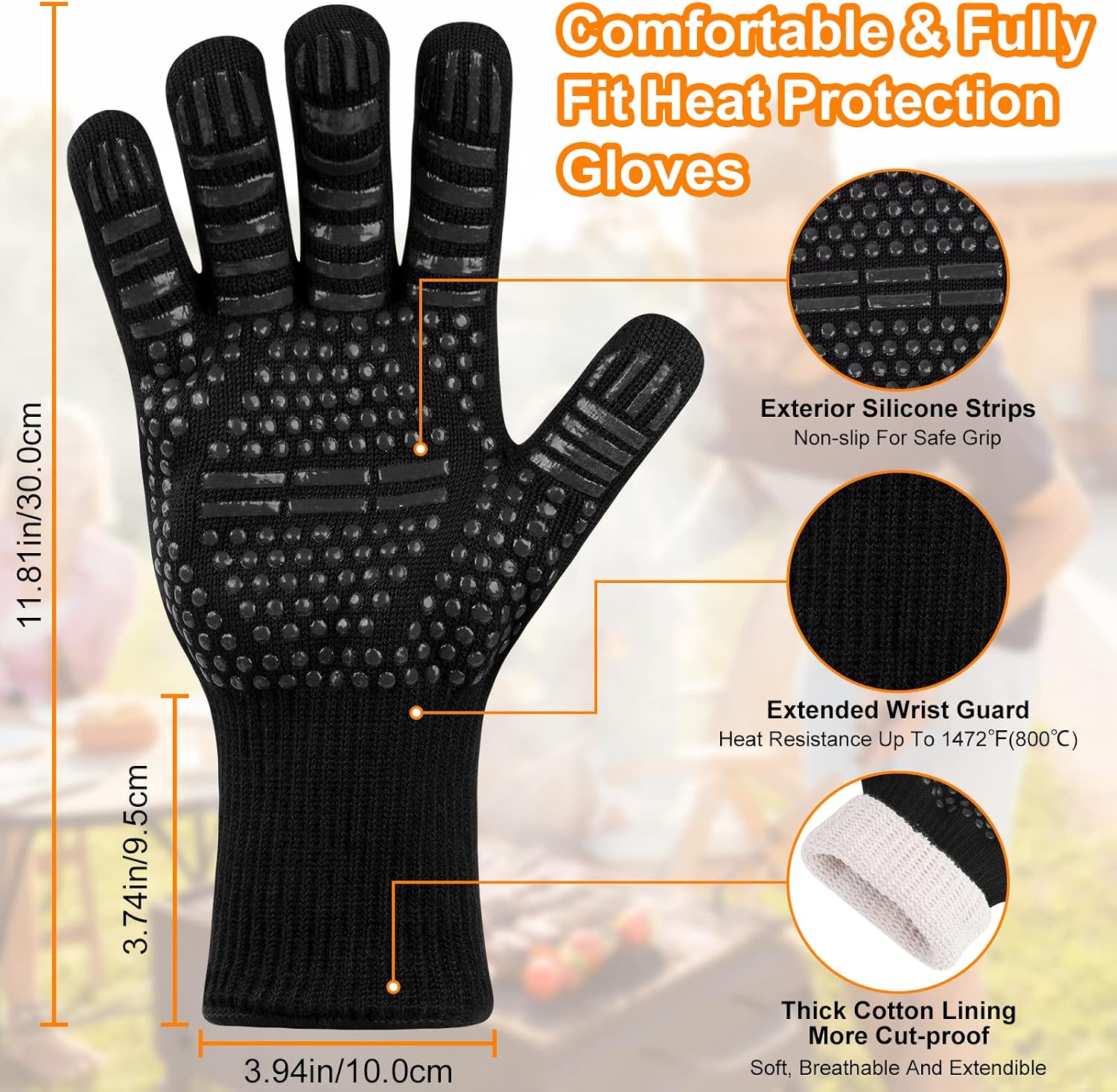 Detalle 2 de Flintronic Grill Gloves 1472°F heat resistant