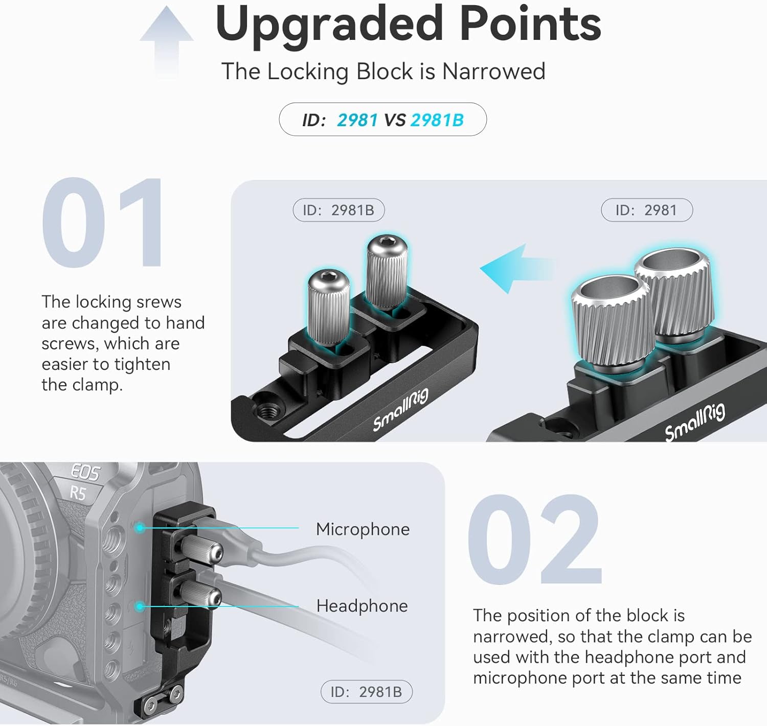 Detalle de SmallRig Kabelklemme & USB‑C‑Kabelklemme für EOS R5/R6 Cage 2982/2981B