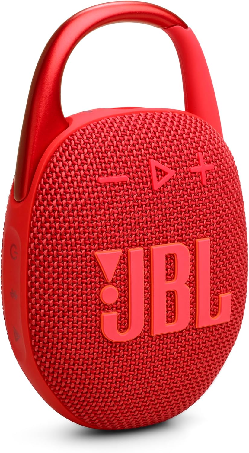 Detalle de JBL Clip 5 Bluetooth Speaker, Red, Waterproof and Dustproof with Carabiner
