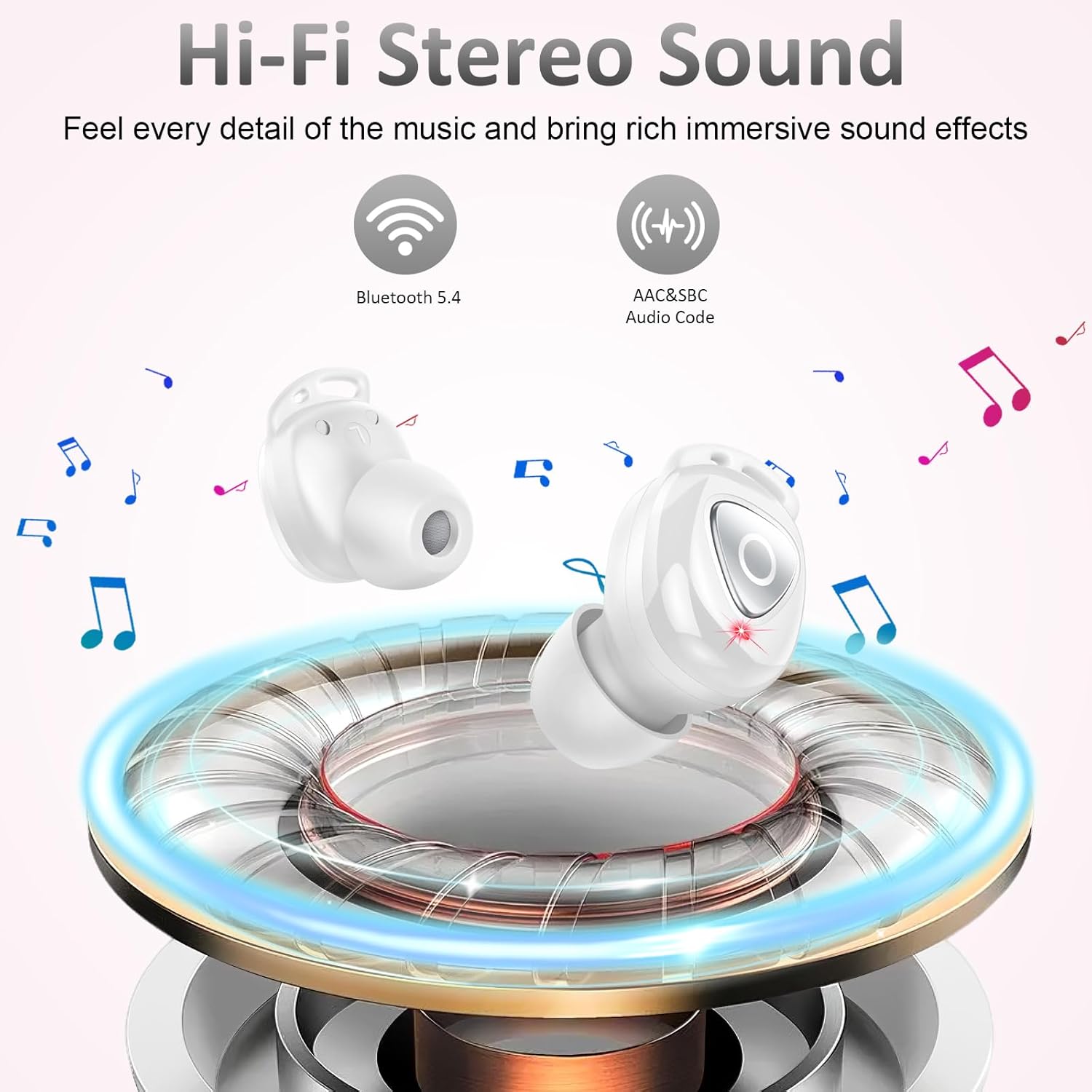 Thumbnail 1 de buwy Bluetooth In-Ear Kopfhörer (kabellos) mit Bluetooth 5.4, 4 ENC Noise Cancelling Mic, IP7, rosa