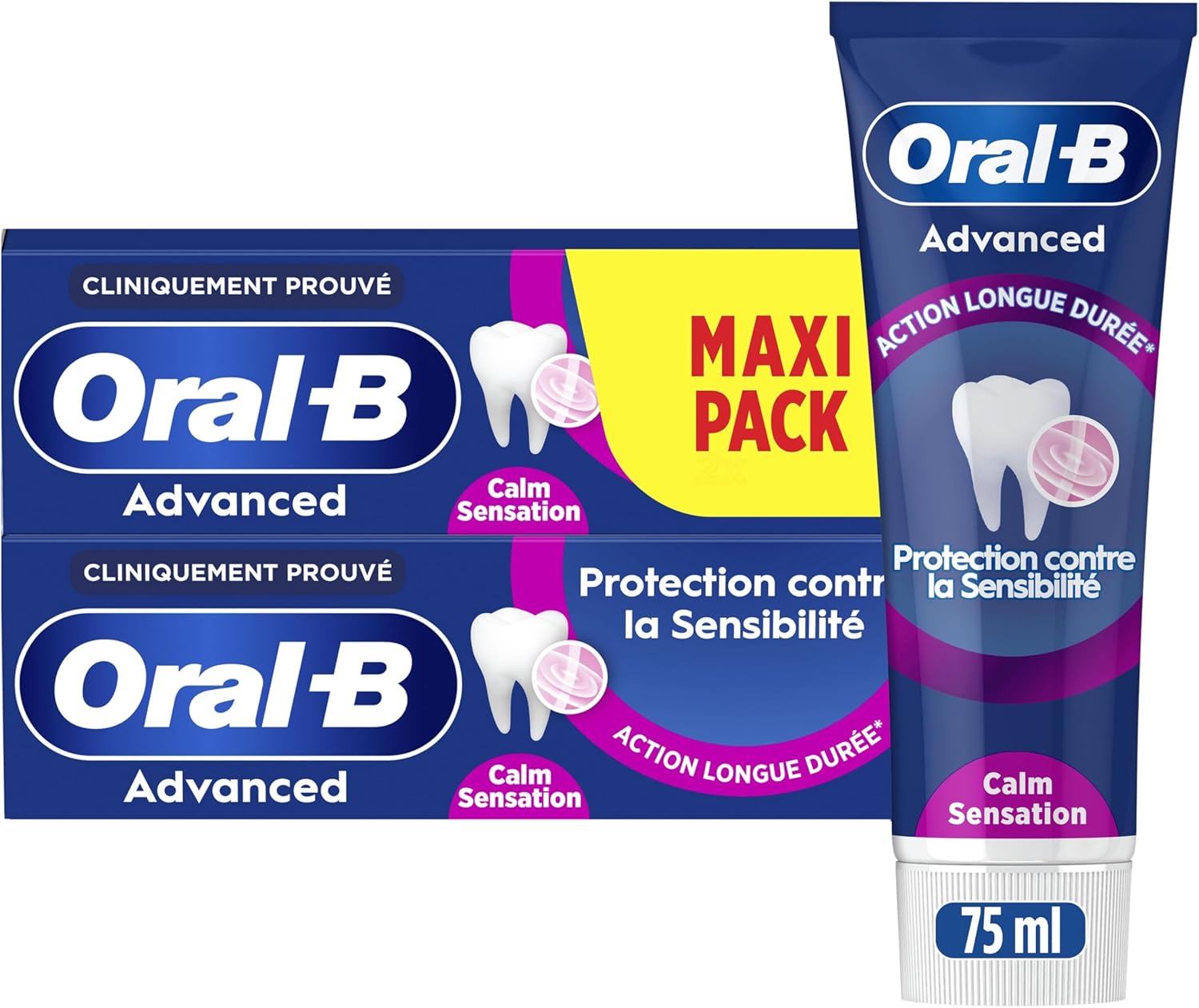 Oral-B Dentifrice dents sensibles Professional Protection – arôme Eucalyptus Menthe poivrée, pack 2 x 75 ml