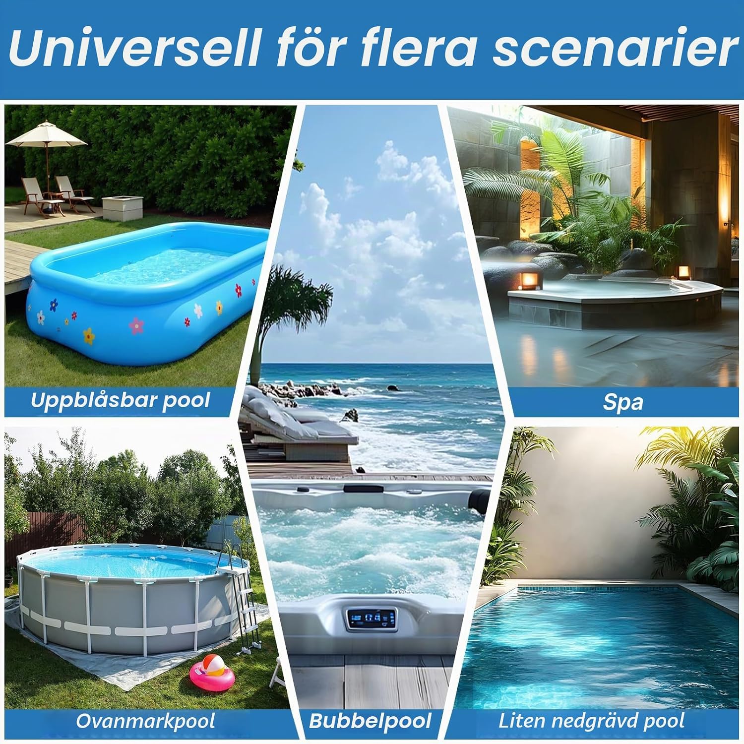 Detalle de PoolyPoly 1814 pooldammsugare – batteridriven 3-i-1-modell för spa