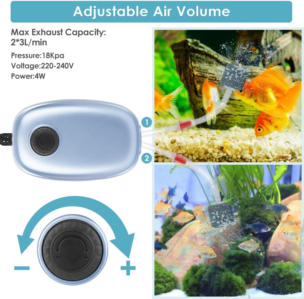 Thumbnail 2 de Eyein Adjustable Air Pump Aquarium — Ultra Silent 4W, 2 Outlets for up to 400L