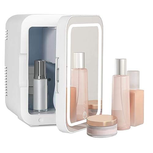Detalle de eklipt 4-Litre Mini Fridge with Dimmable LED Mirror: A Compact Skin-Care Cooler and More