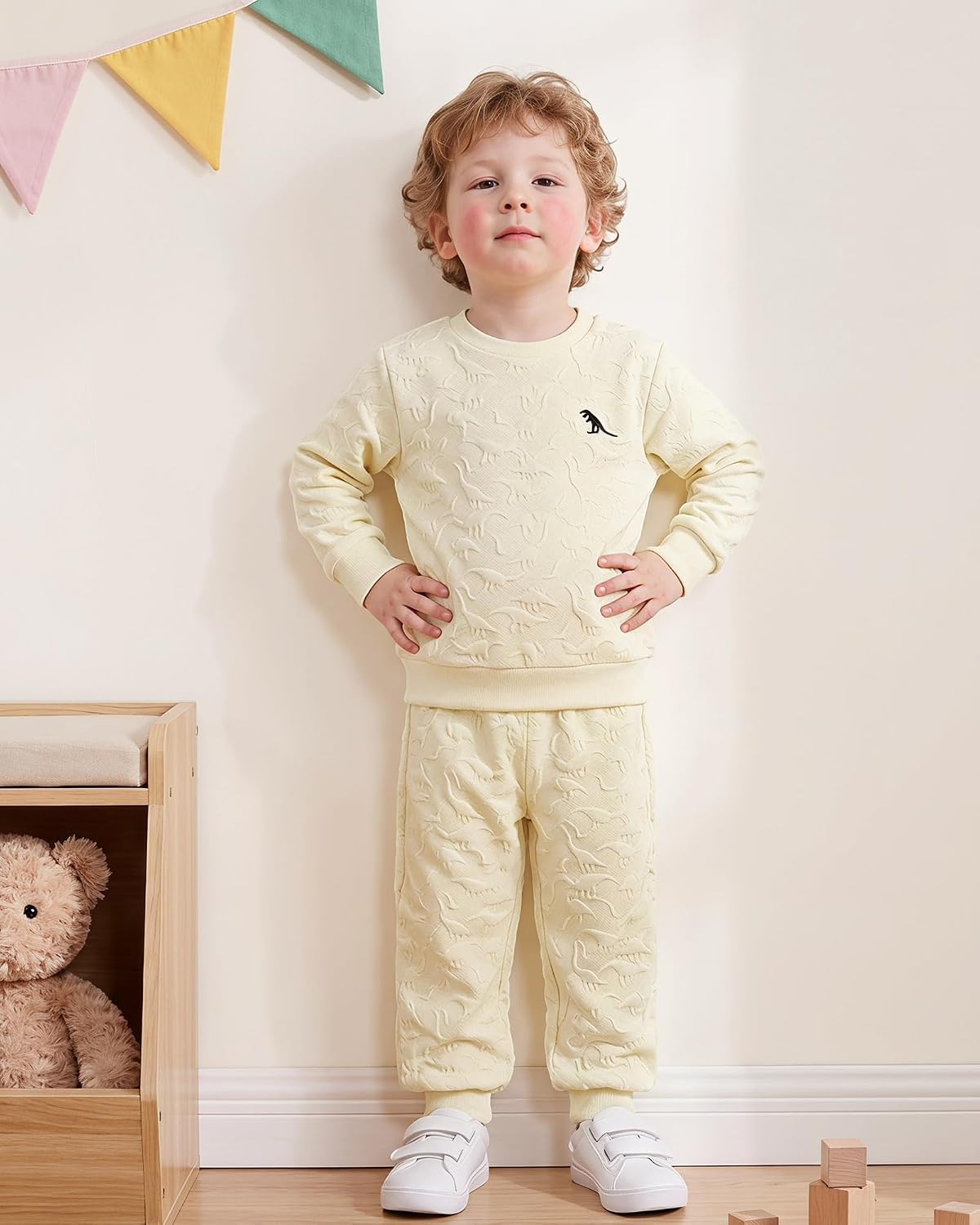 Detalle de DISAUR Boys' Dinosaur Sweatshirt and Pants Set, 18M–6Y