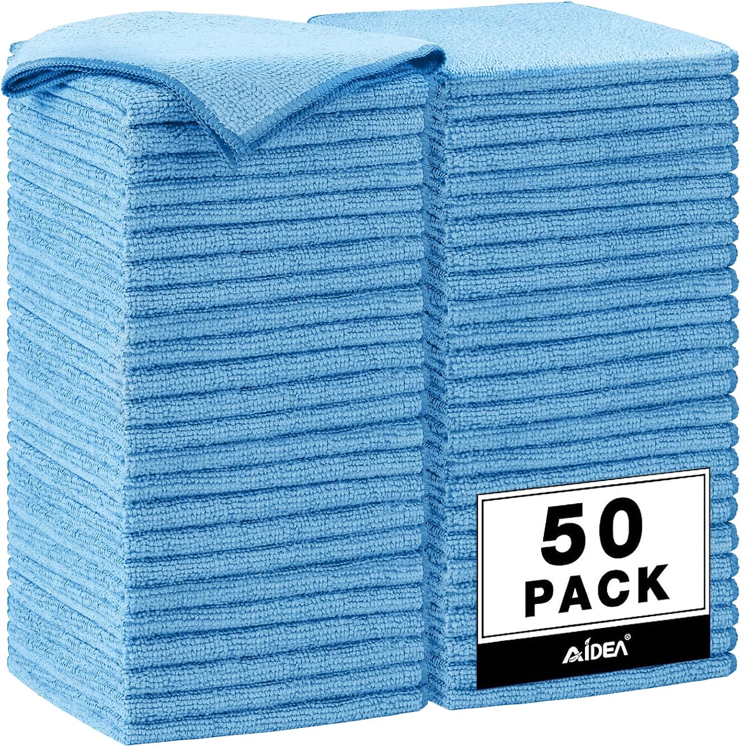Detalle de AIDEA 50-Pack Microfiber Cleaning Cloths, 12 x 12 in, Blue