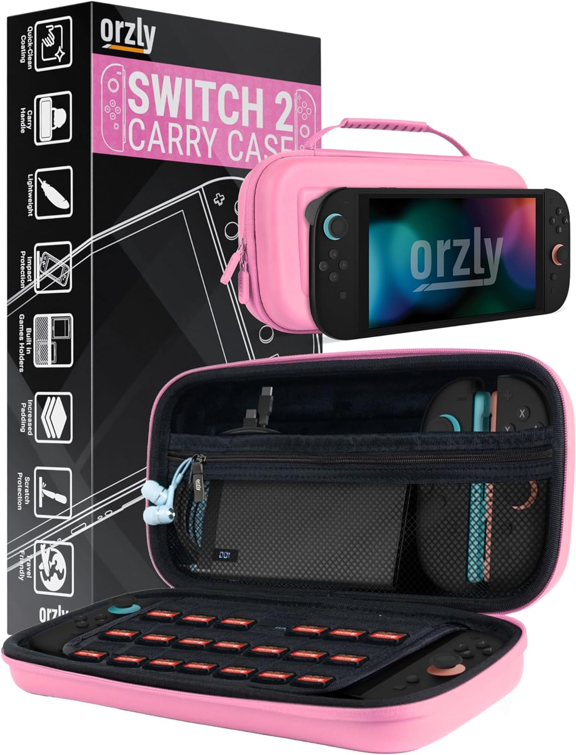 Detalle de Orzly Carry Case for Nintendo Switch 2 (2025) – Pink Gift Box Edition