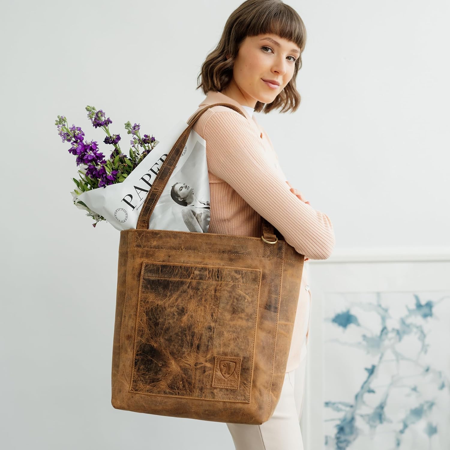 Thumbnail 1 de Berliner Bags Seville Grand : Cabas en Cuir Véritable pour Femme, Spacieux et Élegant
