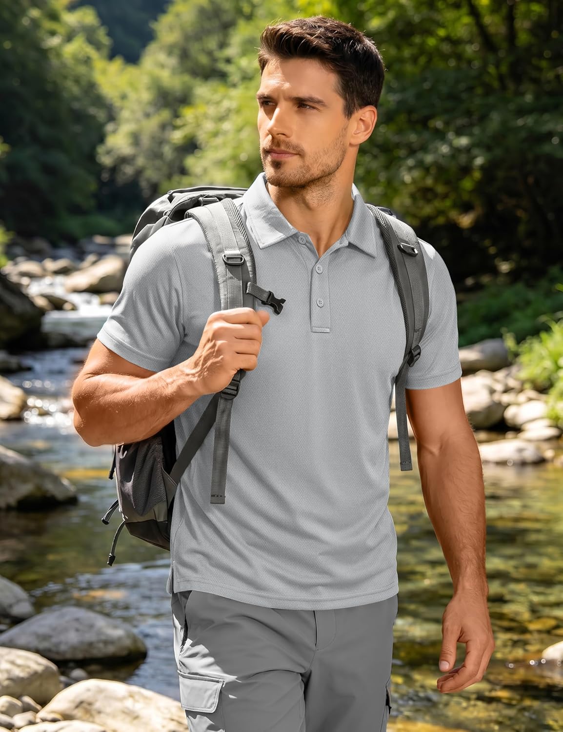 Detalle de KEFITEVD Polo Shirts Uomo Manica Corta Golf Tshirts Asciugatura Rapida