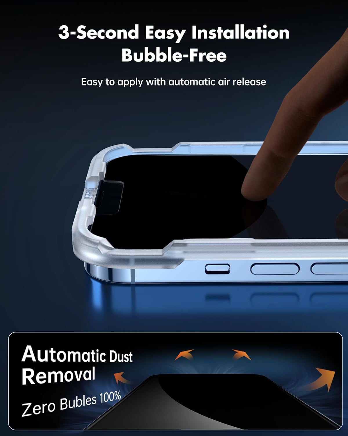 Thumbnail 2 de UNBREAKcable Verre Trempé Anti-Espion 28° pour iPhone 14/13/13 Pro (6,1'') — Lot de 2 avec cadre de montage