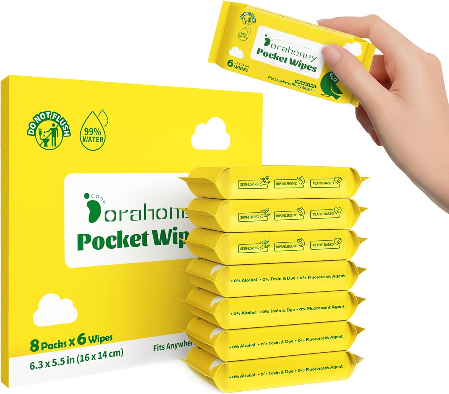Dorahoney Lingettes voyage, 48 lingettes