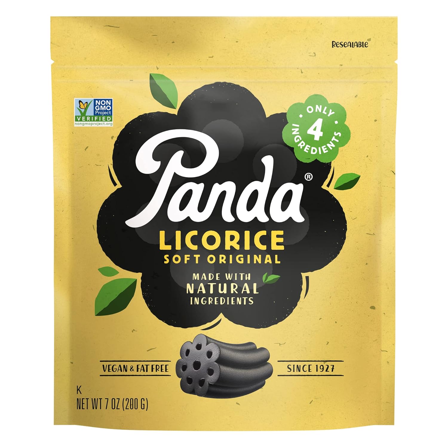 Detalle de Panda Natural Soft Original Licorice, Black Licorice Candy, 8 Resealable Bags