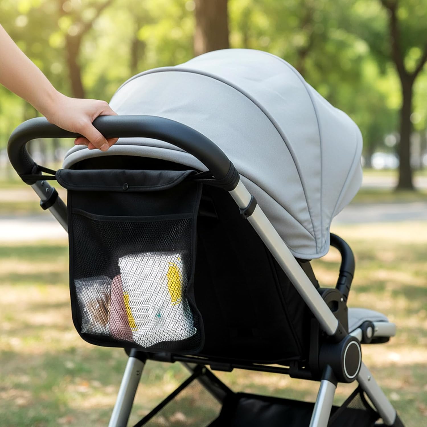 Thumbnail 4 de Universal Stroller Organizer with Double Layer Mesh Cargo Net (Black)