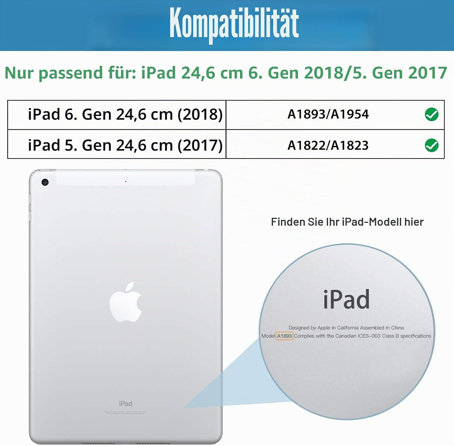 Detalle 2 de ProCase Smart Case für iPad 6./5. Generation 9,7 Zoll - ultradünn, mattierte Rückseite in Grau