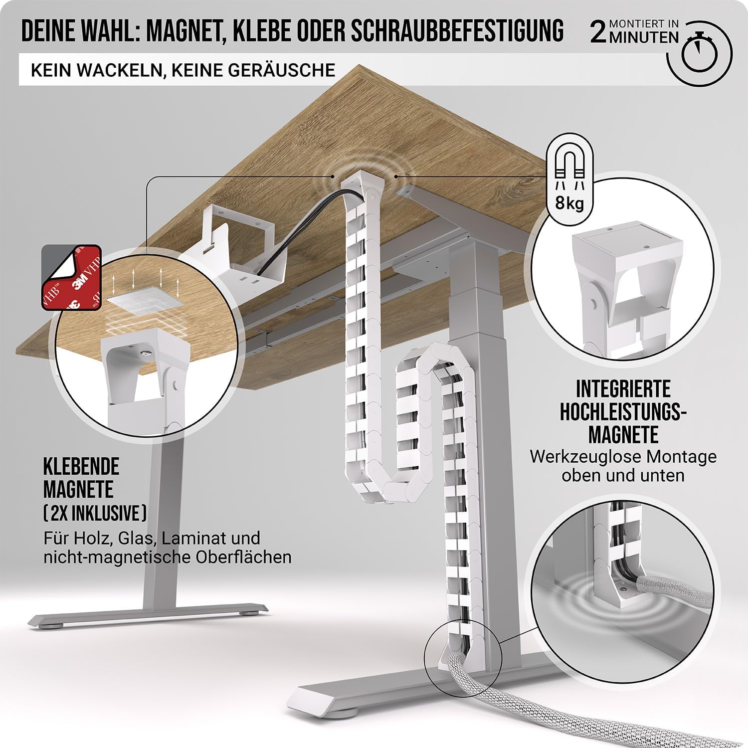 Thumbnail 2 de Kabelführung Schreibtisch Flexible Kabelkanal Weiß