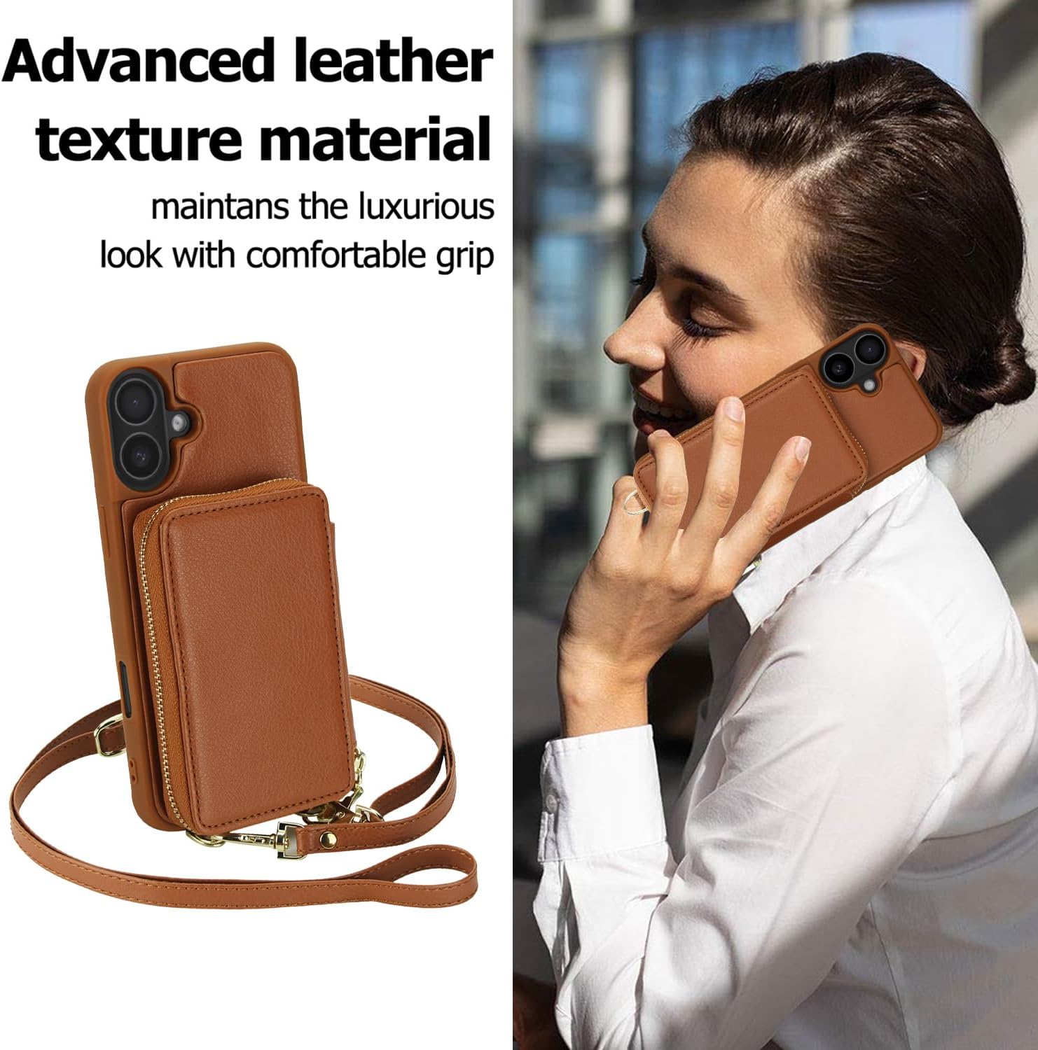 Thumbnail 6 de Asuwish iPhone 17 6.3 inch Wallet Case with Tempered Glass Screen Protector and Detachable Straps
