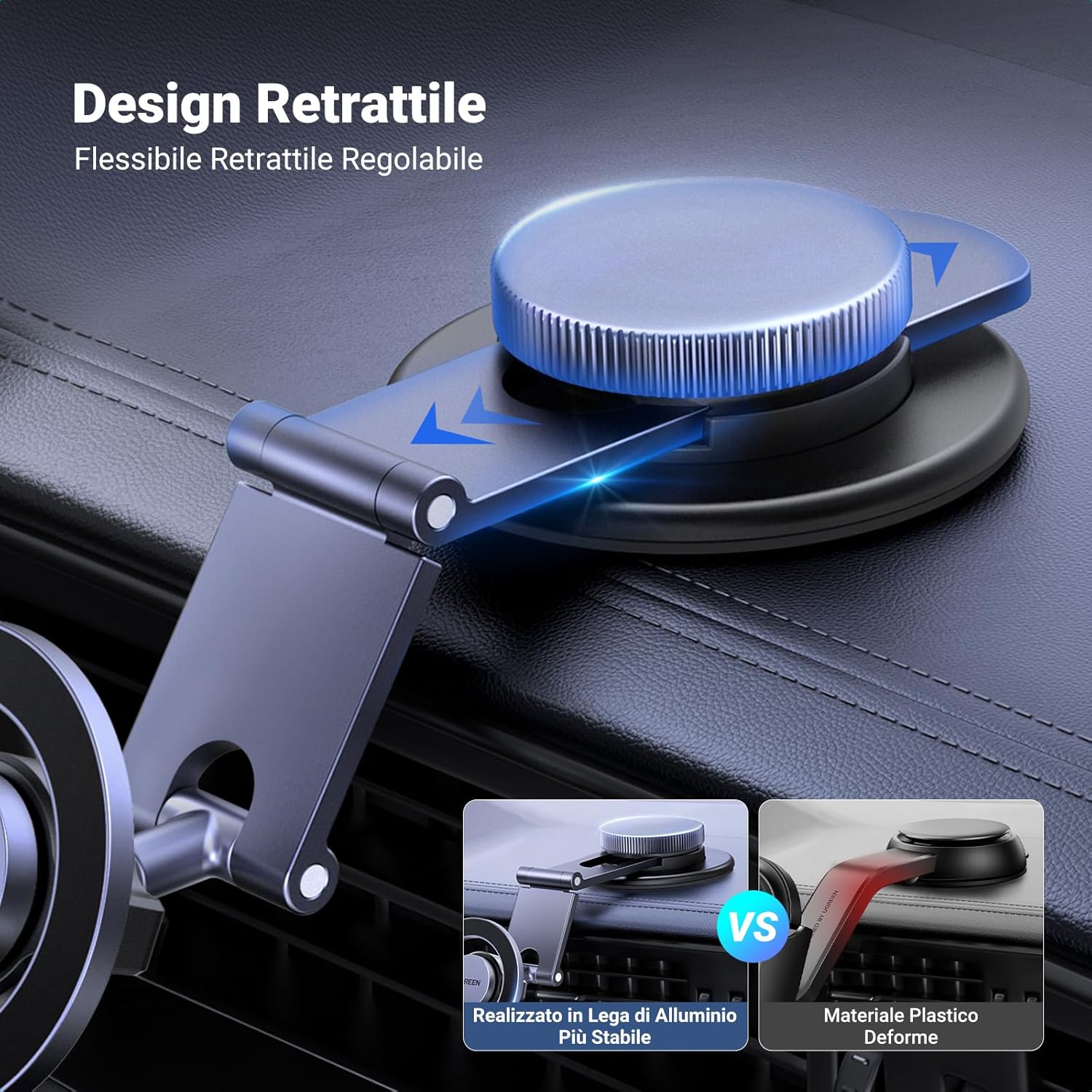 Thumbnail 1 de UGREEN Supporto Telefono Auto MagSafe per Cruscotto: pianta robusta, rotazione 360° e design retrattile in lega di alluminio