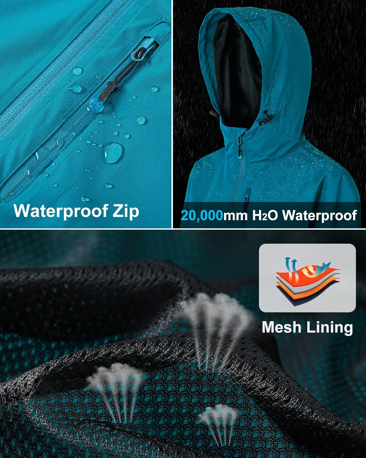 Thumbnail 3 de Tyhengta Women’s Waterproof Rain Jacket – Packable, Hooded, Lightweight Outdoor Coat