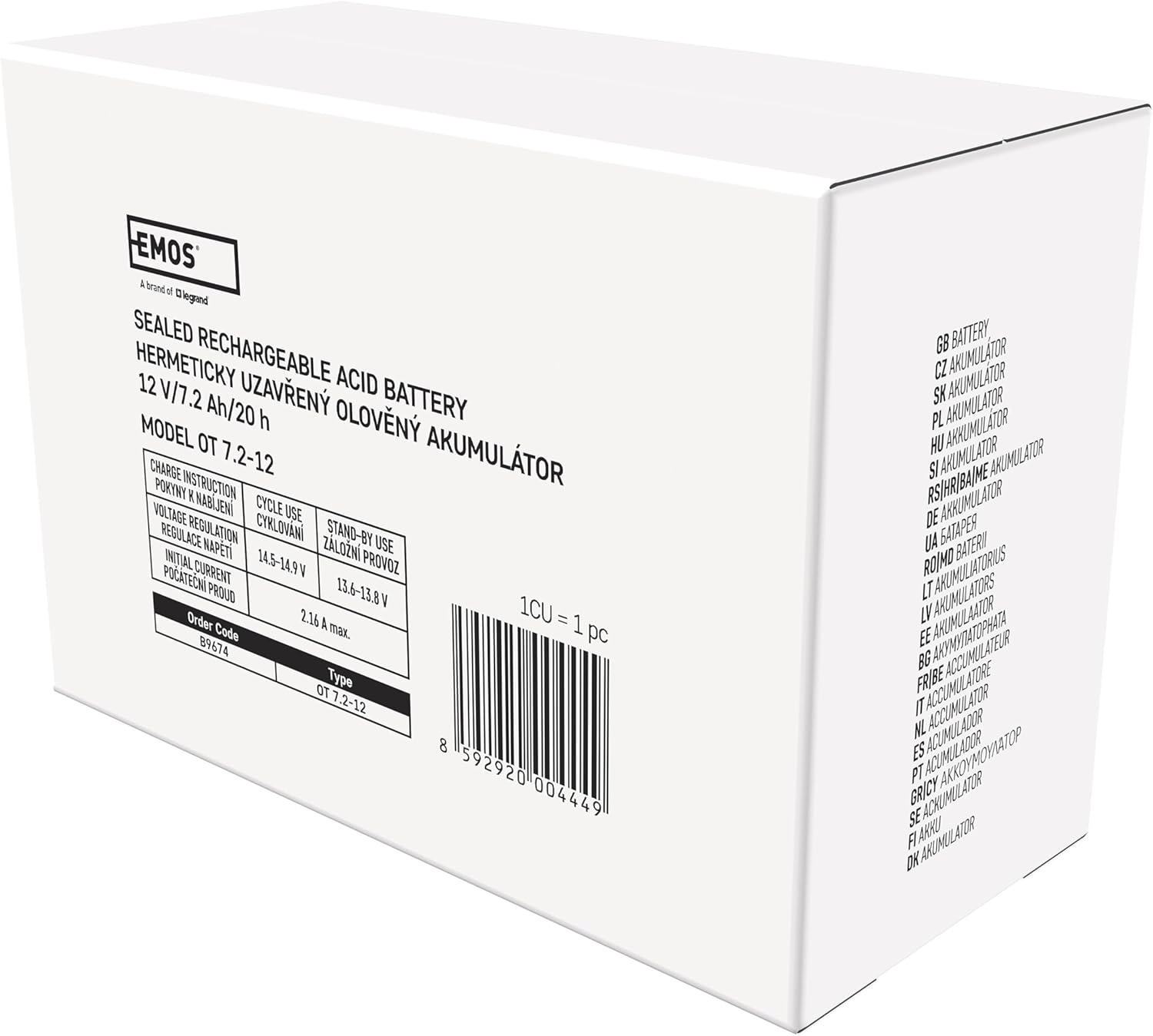 Thumbnail 4 de EMOS Wartungsfreier Bleiakku 12V 7,2Ah AGM – Ideal für USV- und Alarmsysteme