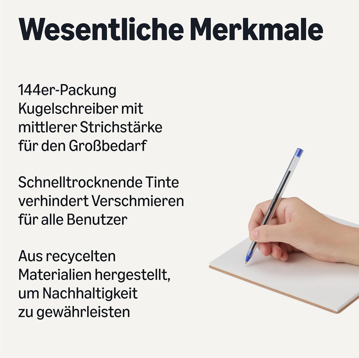 Detalle 2 de Amazon Basics Kugelschreiber-Set 144er-Pack: Blau, 1,0 mm – Alltagstaugliche Tinte für Schule, Heim- und Büro