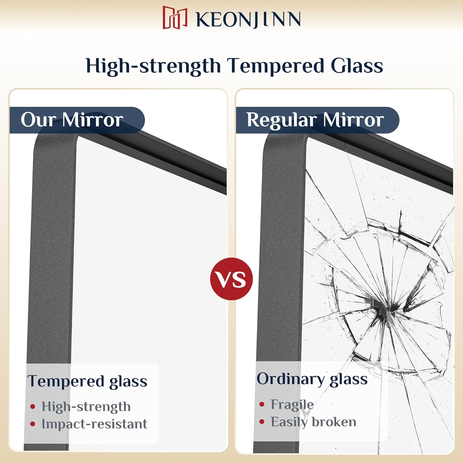 Detalle 2 de Keonjinn Black 20 x 30 Inch Bathroom Mirror