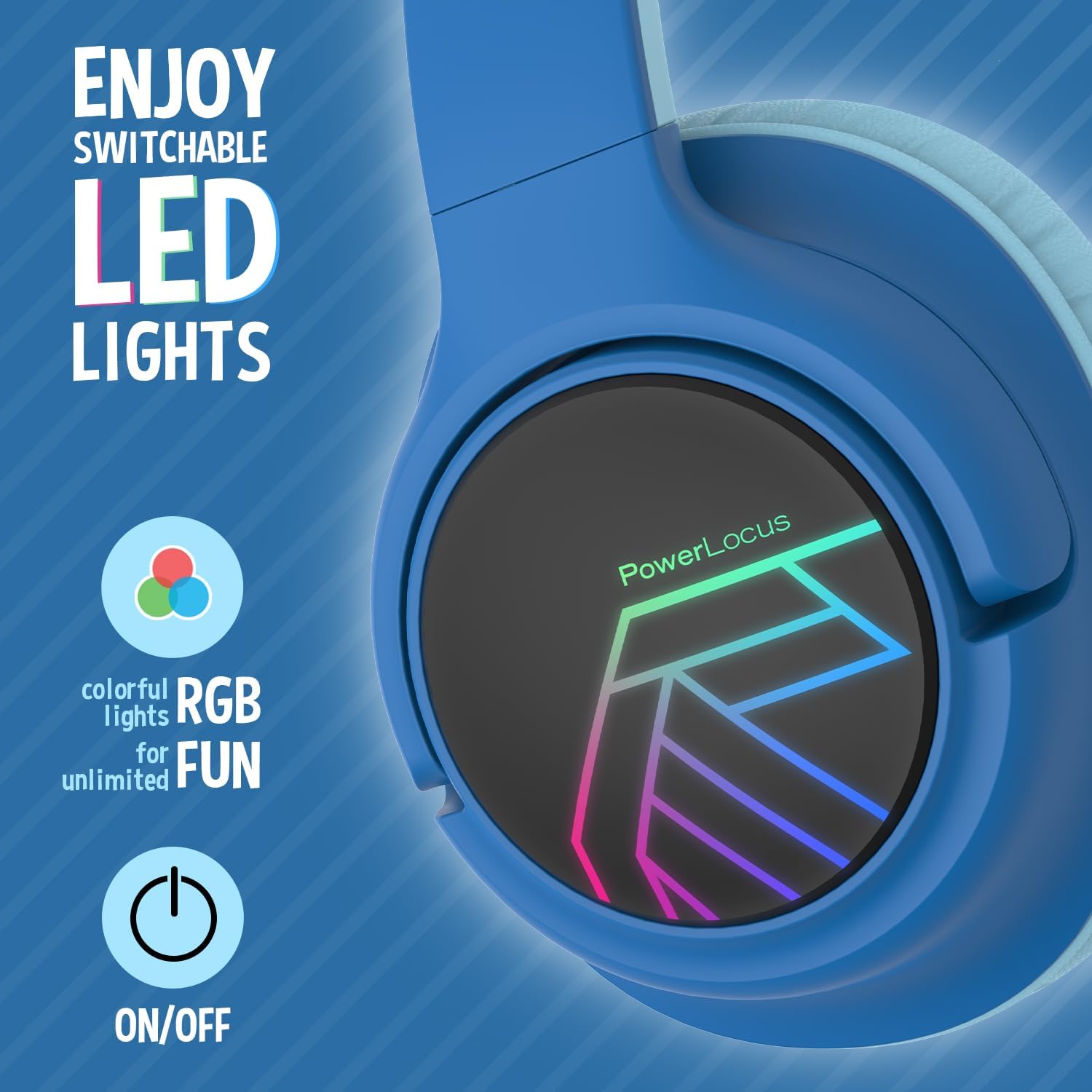 Thumbnail 2 de PowerLocus Cuffie Bluetooth per Bambini e Ragazzi – Over Ear Pieprägabili con Volume Limitato e LED