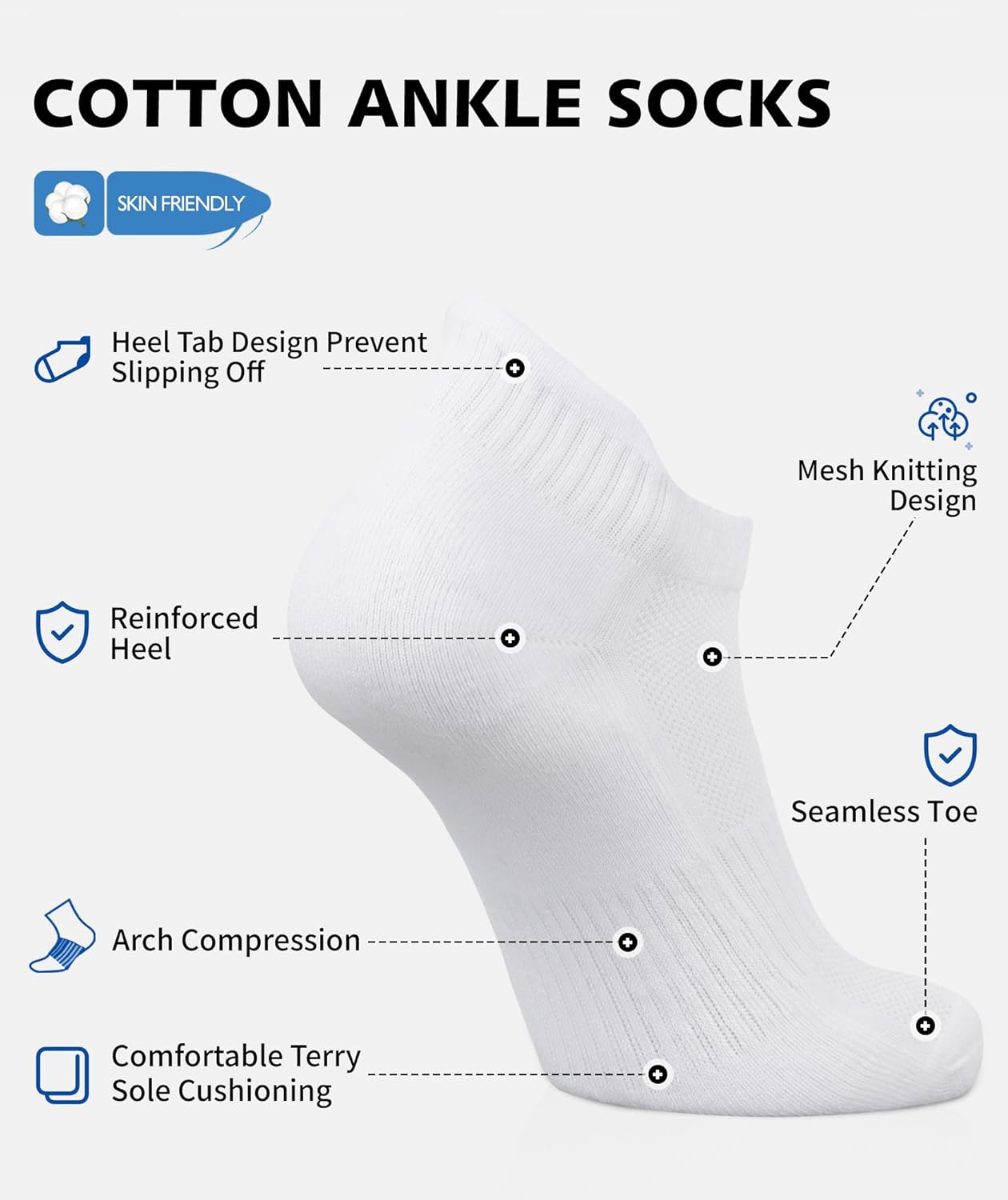 Thumbnail 3 de CLOSEMATE 7 paia di calze corte sportive traspiranti con supporto arco plantare (uomo/donna)