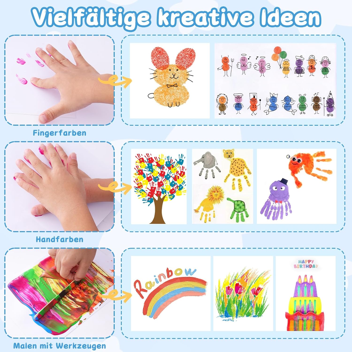 Thumbnail 5 de TOGOU2S Kinder-Fingerfarben-Set, 12 x 36 ml, ungiftig, waschbar (für Kleinkinder ab 1 Jahr)