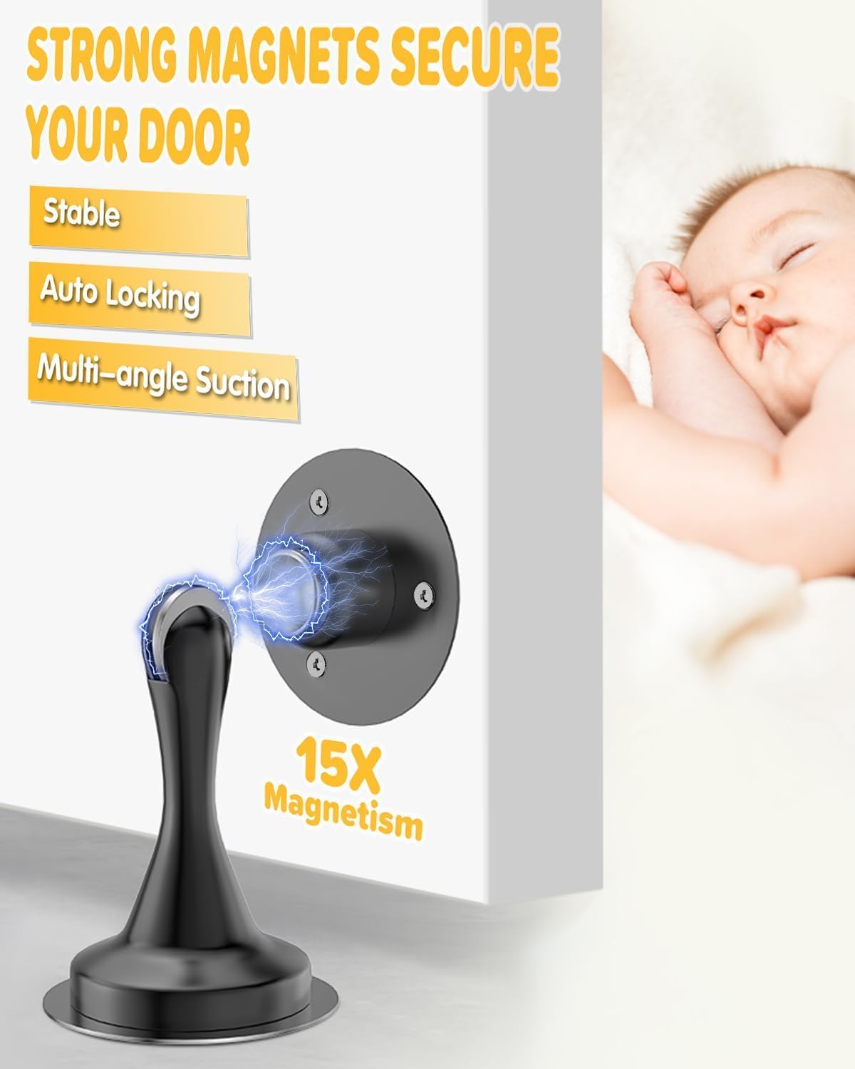 Thumbnail 1 de Magnetic Door Holder - Wall or Floor Mounted Stop for Patio, Indoors & Outdoor (1 Pack) by HELEMAN