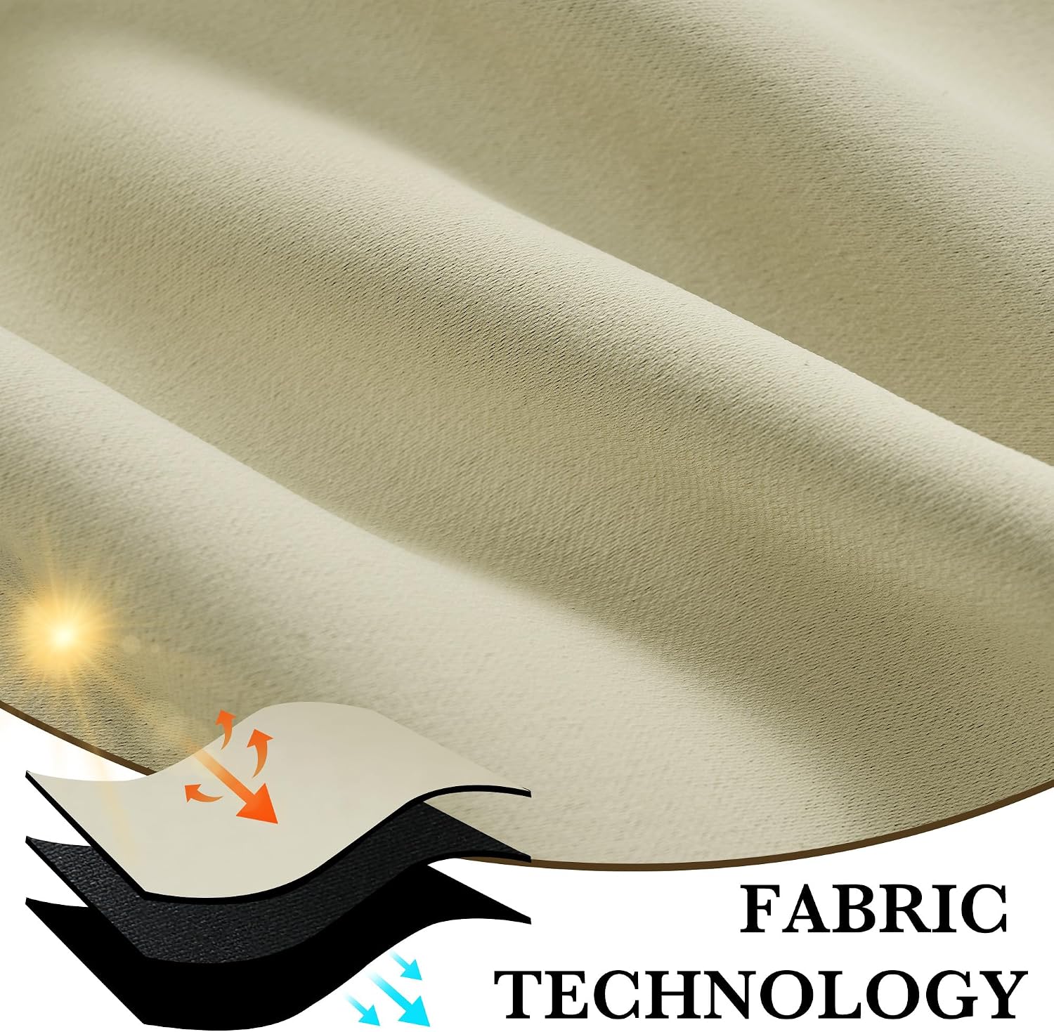 Thumbnail 6 de RYB HOME 100% Blackout Short Curtains for Small Windows – Beige, 42 x 48 inches (2 Panels)