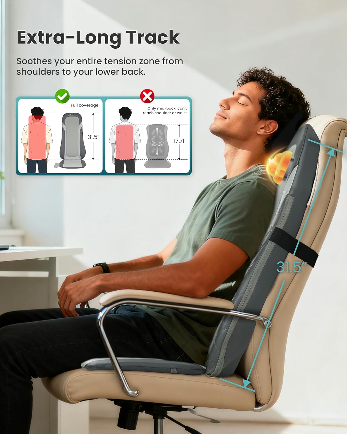 Detalle de Snailax Shiatsu Back Massager with Heat: Full-Back, Deep Tissue Relief