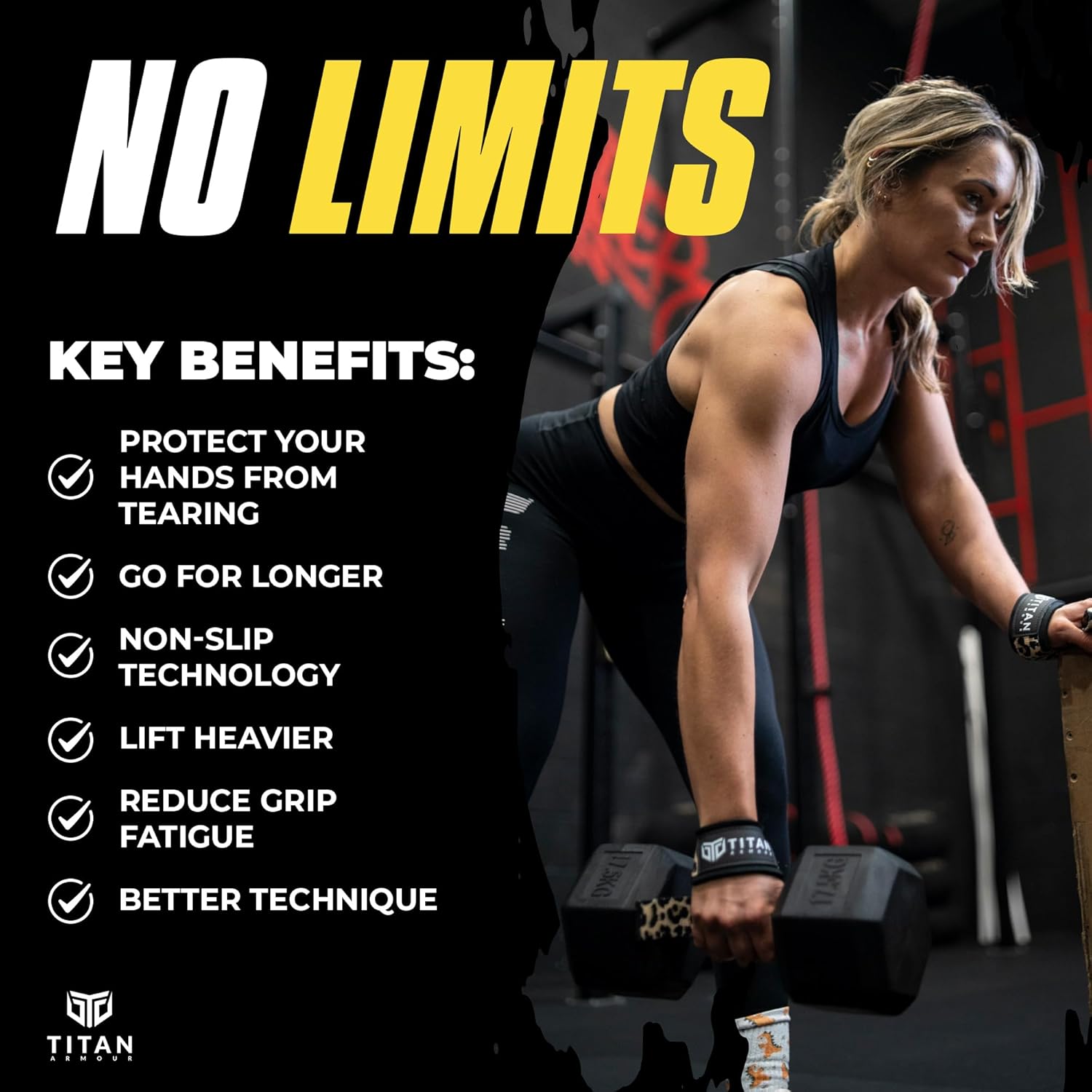Thumbnail 4 de Titan Armour® Weight Lifting Straps: Extra-Long Neoprene-Padded, Anti-Slip Gel Option