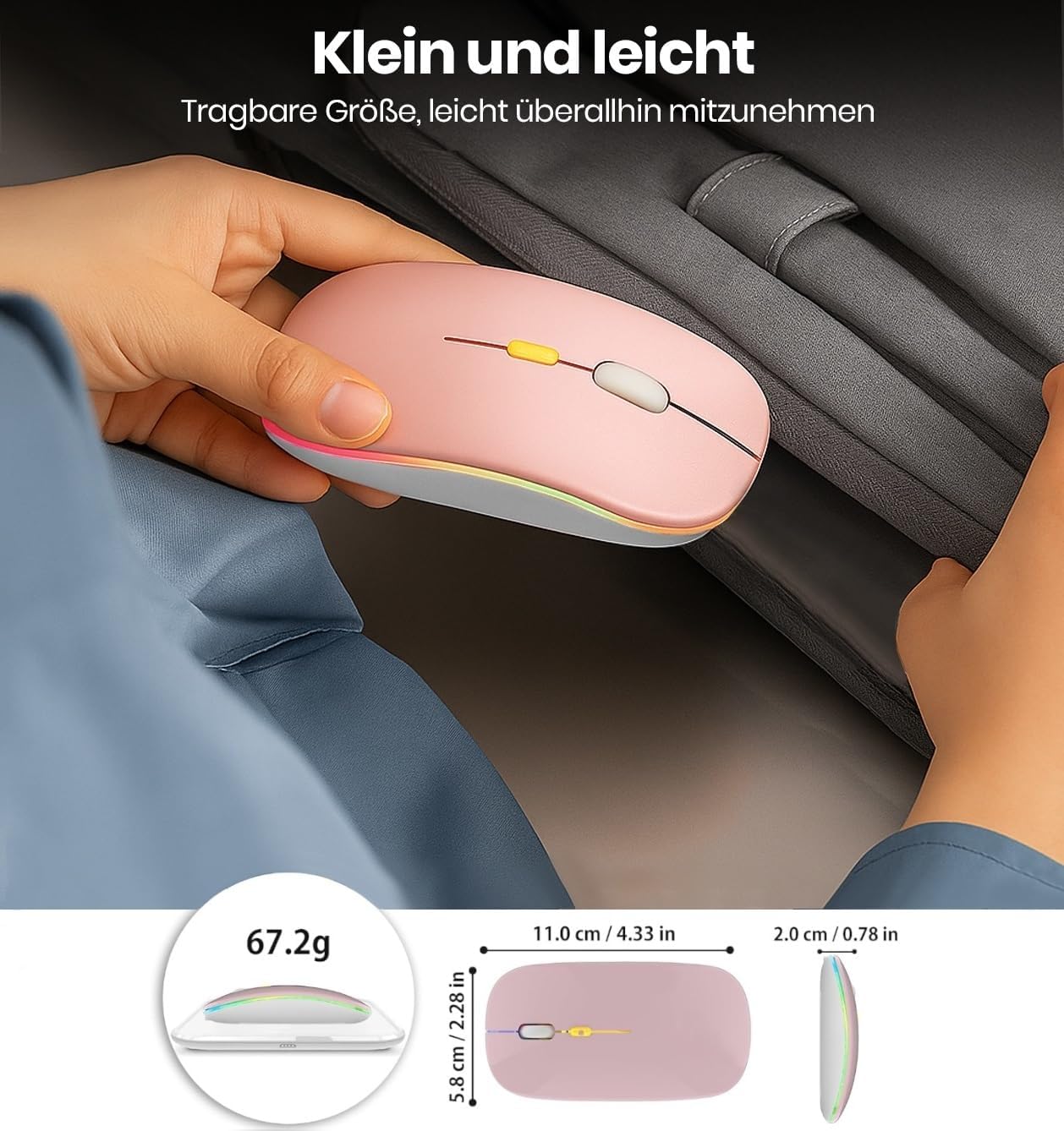 Thumbnail 6 de GLOBAL TECH Kabellose Bluetooth Maus Rosa