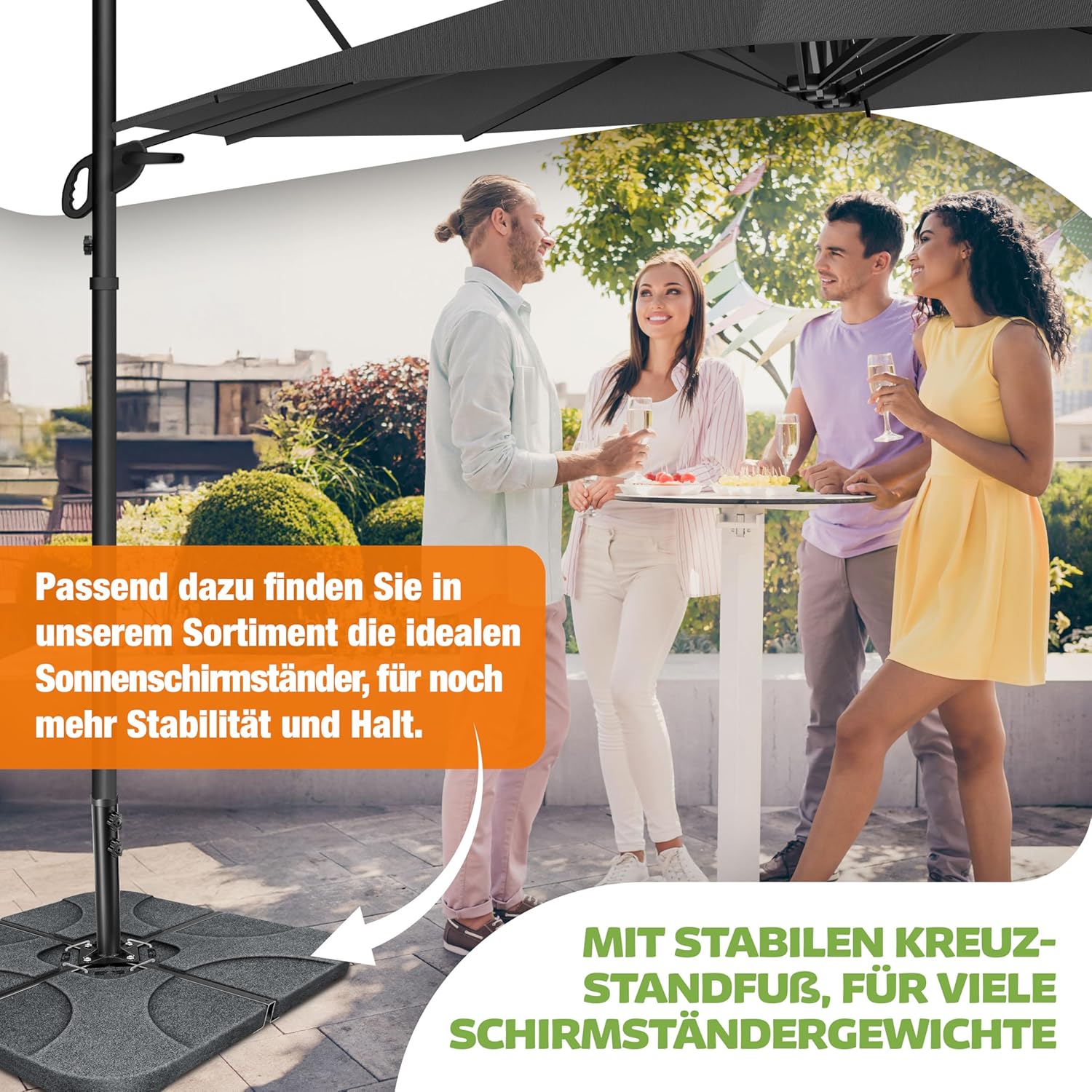 Thumbnail 5 de KESSER® Doppelsonnenschirm 4,6 m x 2,7 m mit Kurbel, Ständer, neigbar/360° drehbar