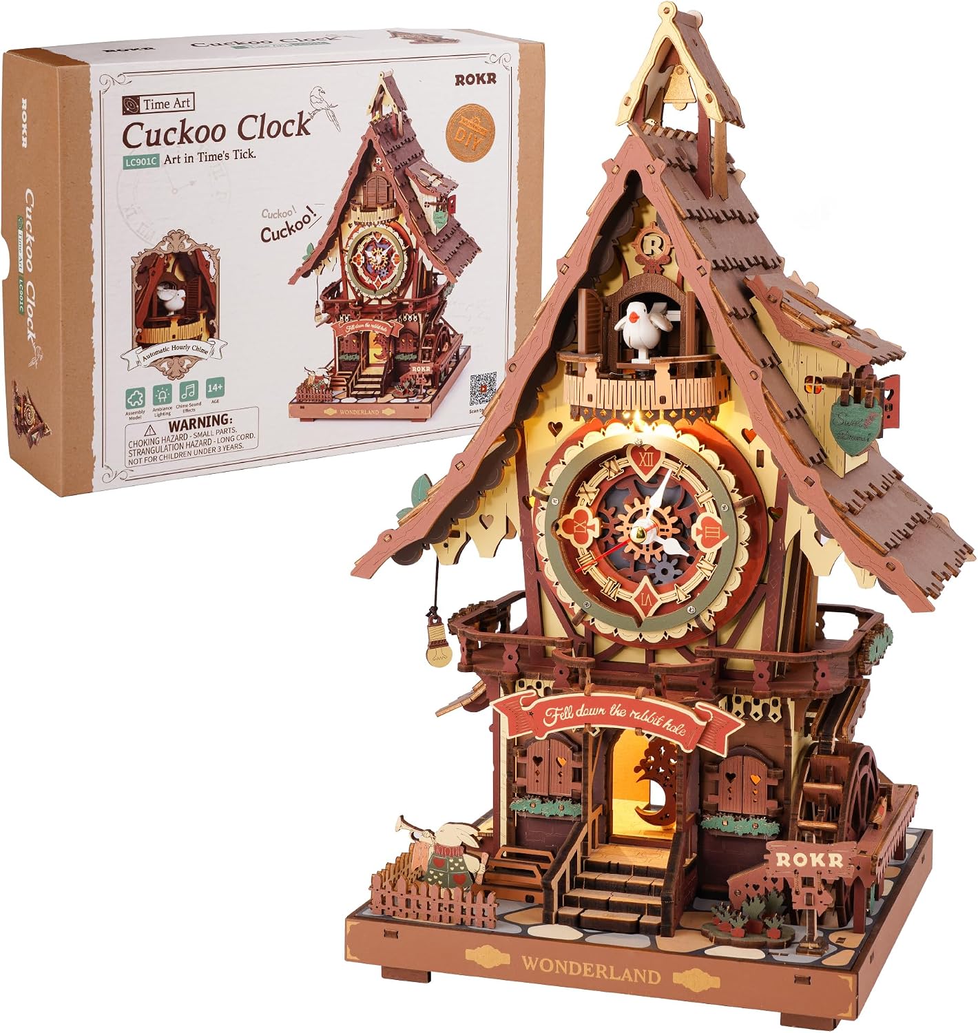 ROKR LC901C cuckoo clock 8‑hour wooden kit