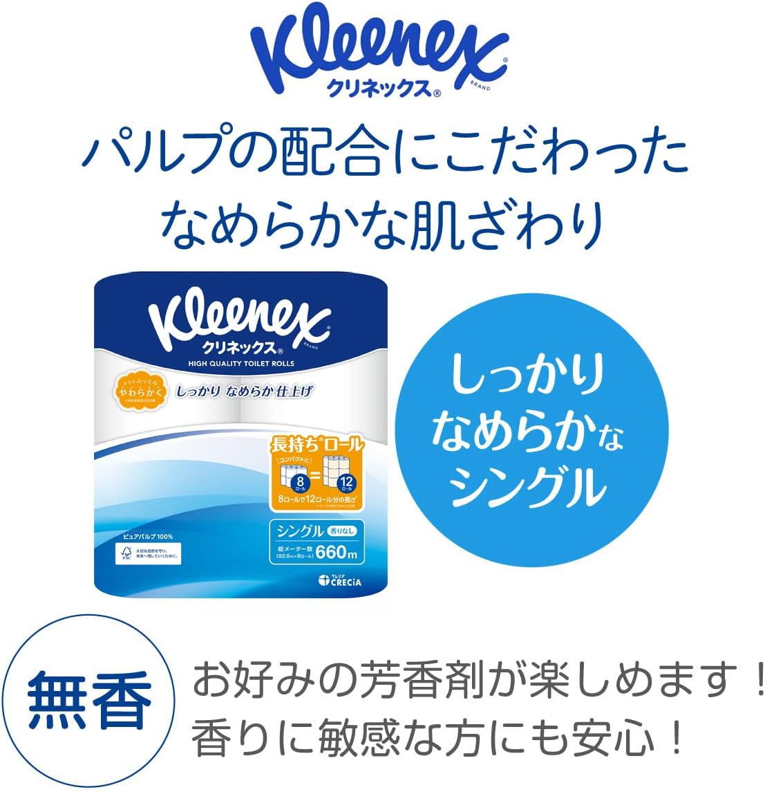 Detalle 2 de クリネックス トイレットペーパー シングル 82.5m・32ロール FSC認証紙