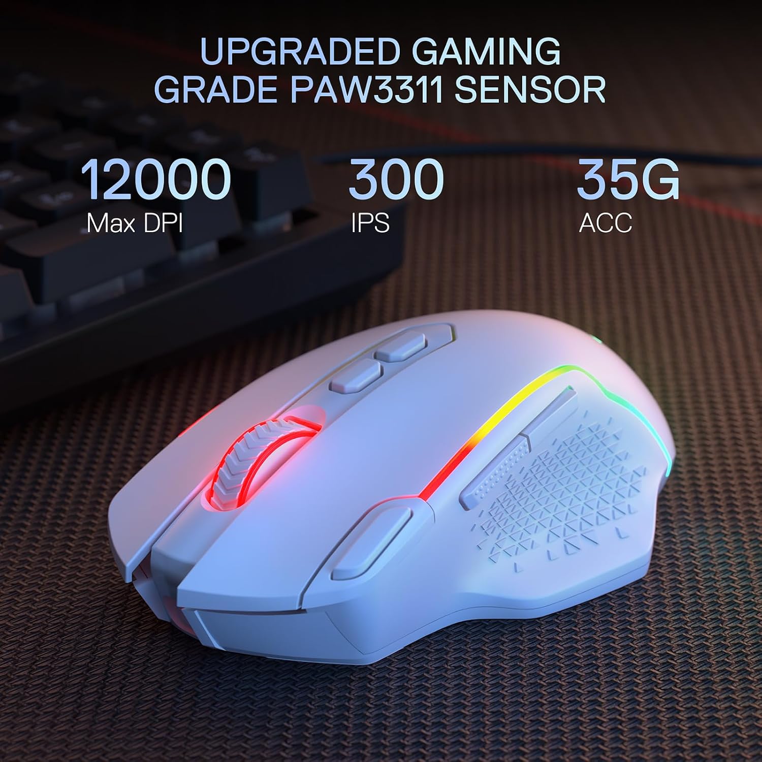 Thumbnail 4 de Redragon M810 MAX 3-Modi Wireless Gaming Maus (12000 DPI, RGB, Rapid Fire, 8 Makrotasten)