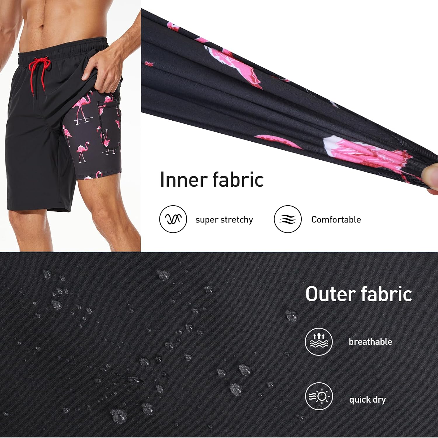 Detalle 2 de Arcweg Men's 2-in-1 Long Length Swim Shorts with Compression Lining