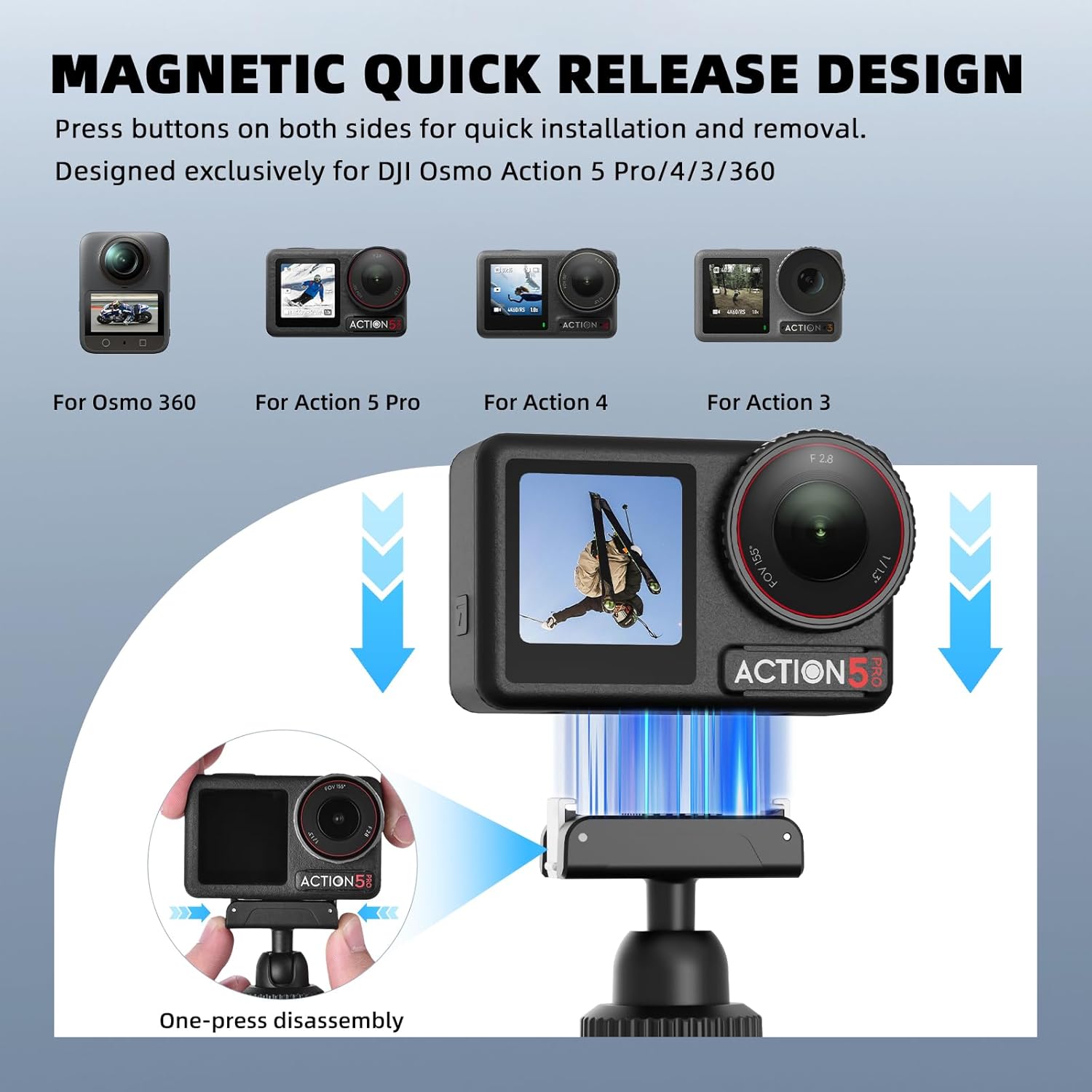 Thumbnail 1 de BRDRC Magnetic Quick Release Backpack Clip Mount for DJI Osmo Action 5 Pro/4/3/360