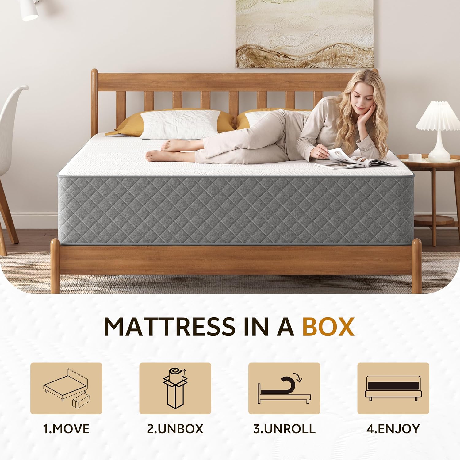 Detalle de PurrJoys Full Mattress: 12-Inch Cooling Gel Memory Foam & Pocket Spring Hybrid (Full Size)