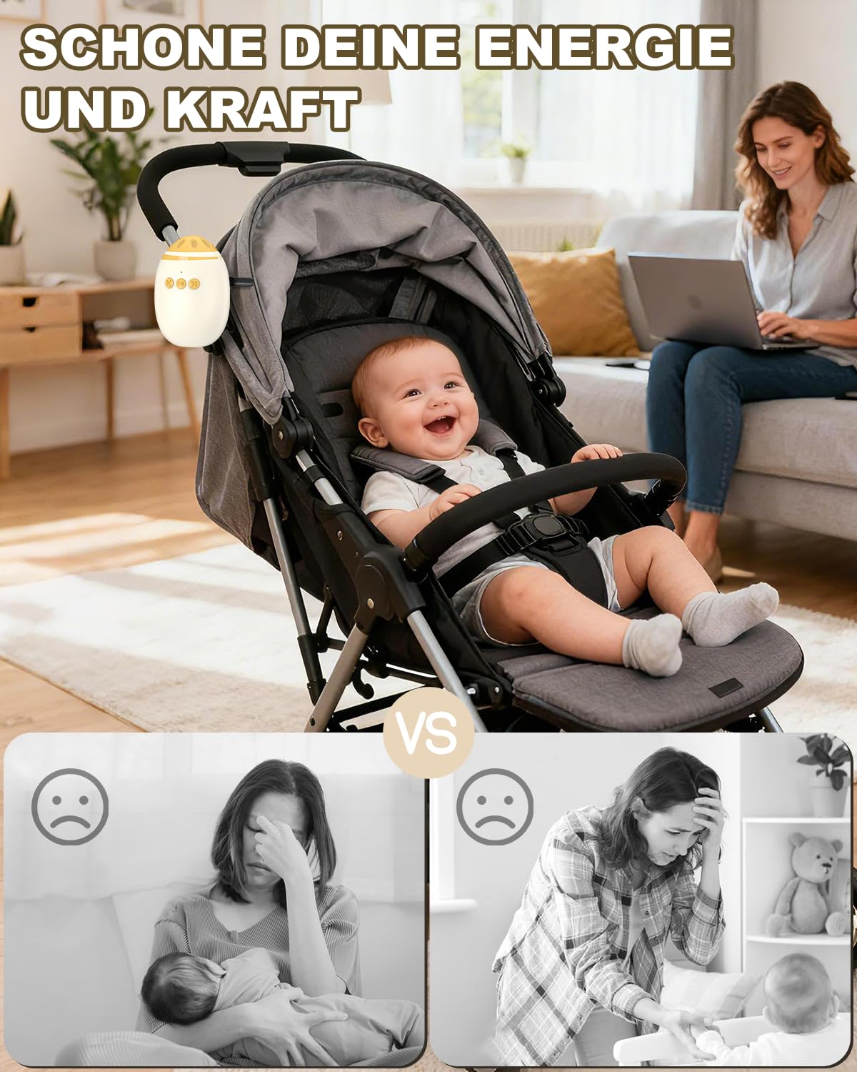 Thumbnail 5 de Wagxoey Kinderwagenschaukler 7 Stunden Laufzeit