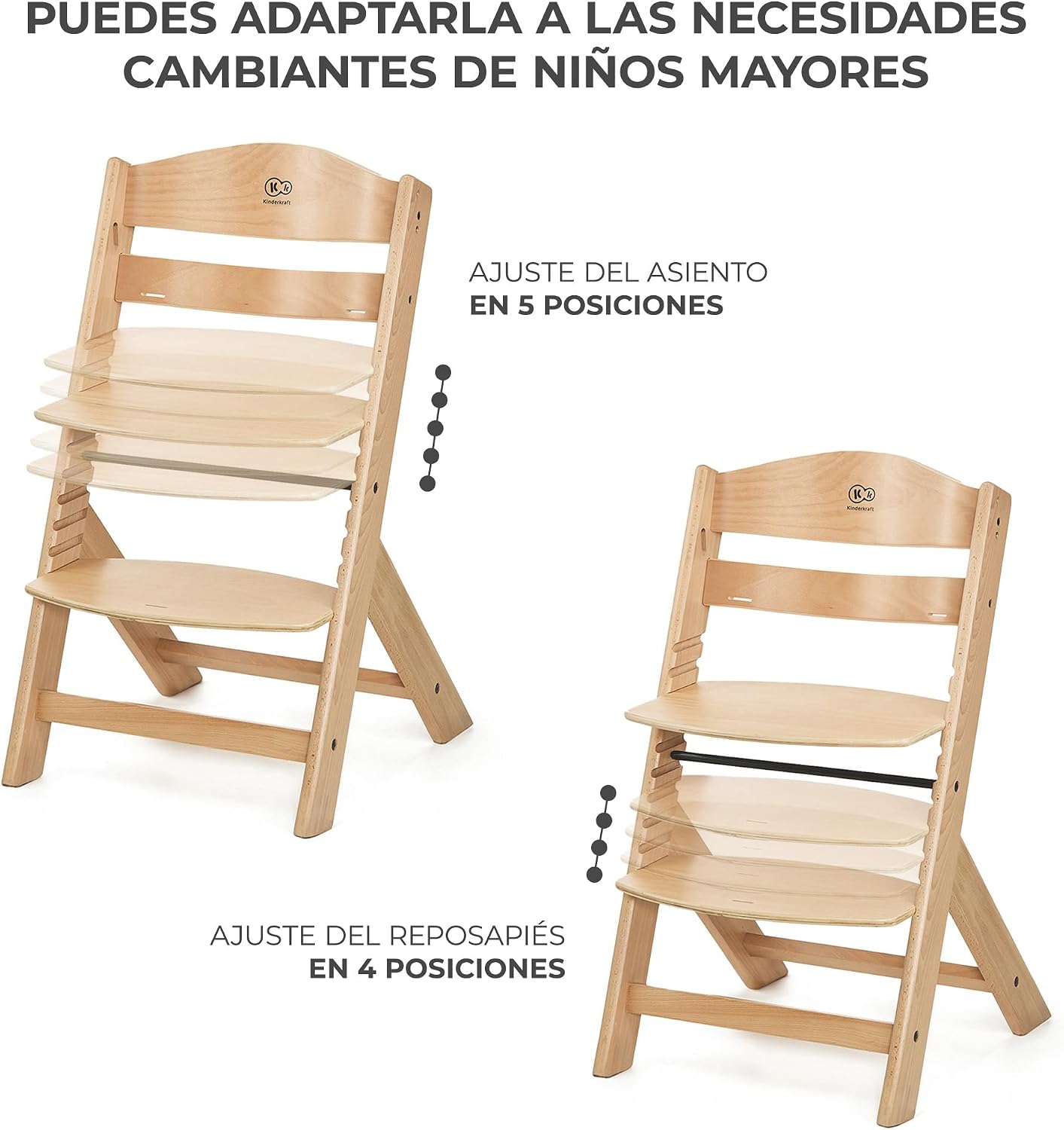 Thumbnail 5 de Kinderkraft ENOCK: Trona infantil de madera y hamaca portátil