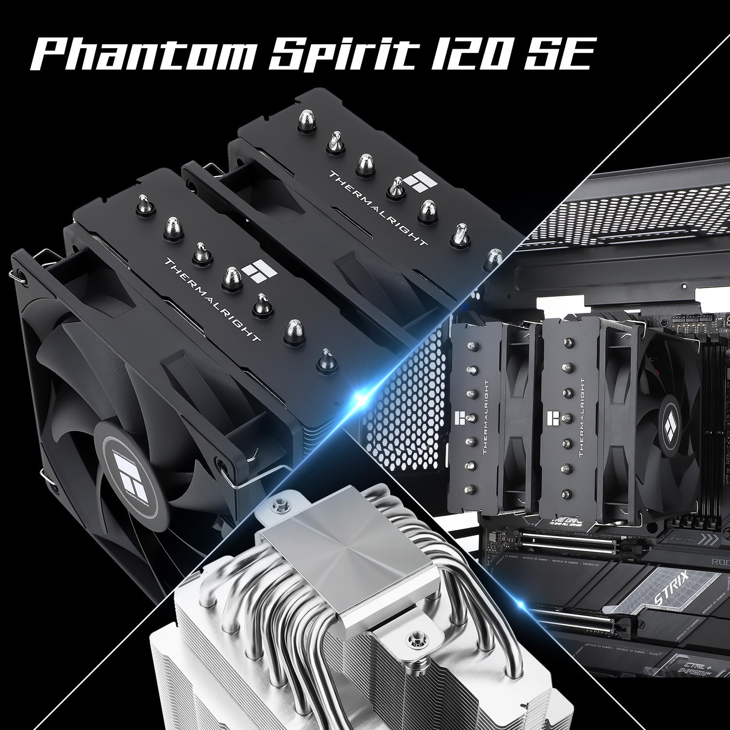 Detalle de Thermalright Phantom Spirit 120 SE CPU-Luftkühler (PS120SE) mit 7 Heatpipes, Dual 120mm PWM-Lüfter