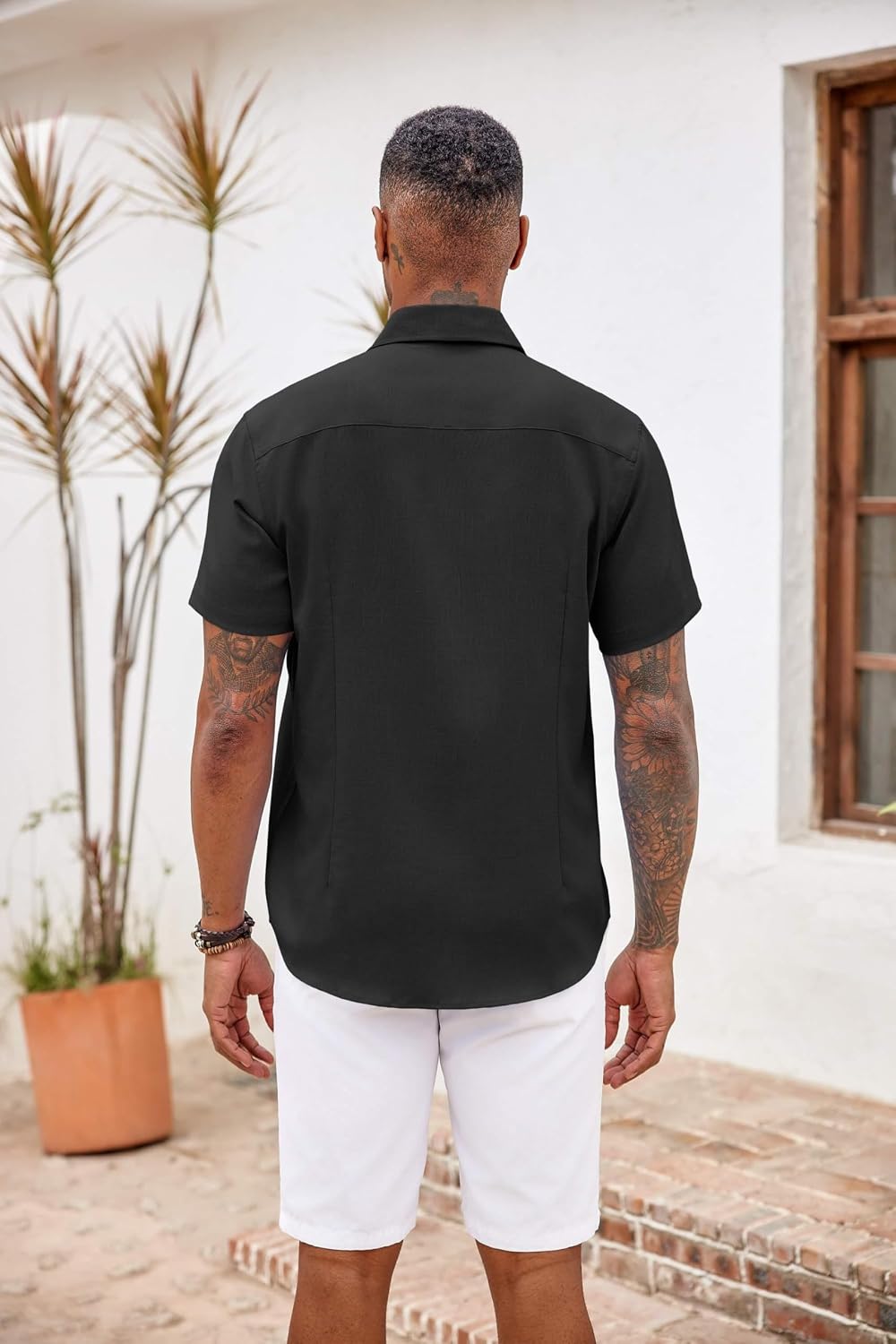 Thumbnail 6 de COOFANDY Men’s Short-Sleeve Button-Down Shirt with Chest Pocket (Plaid Beach/Holiday Style)