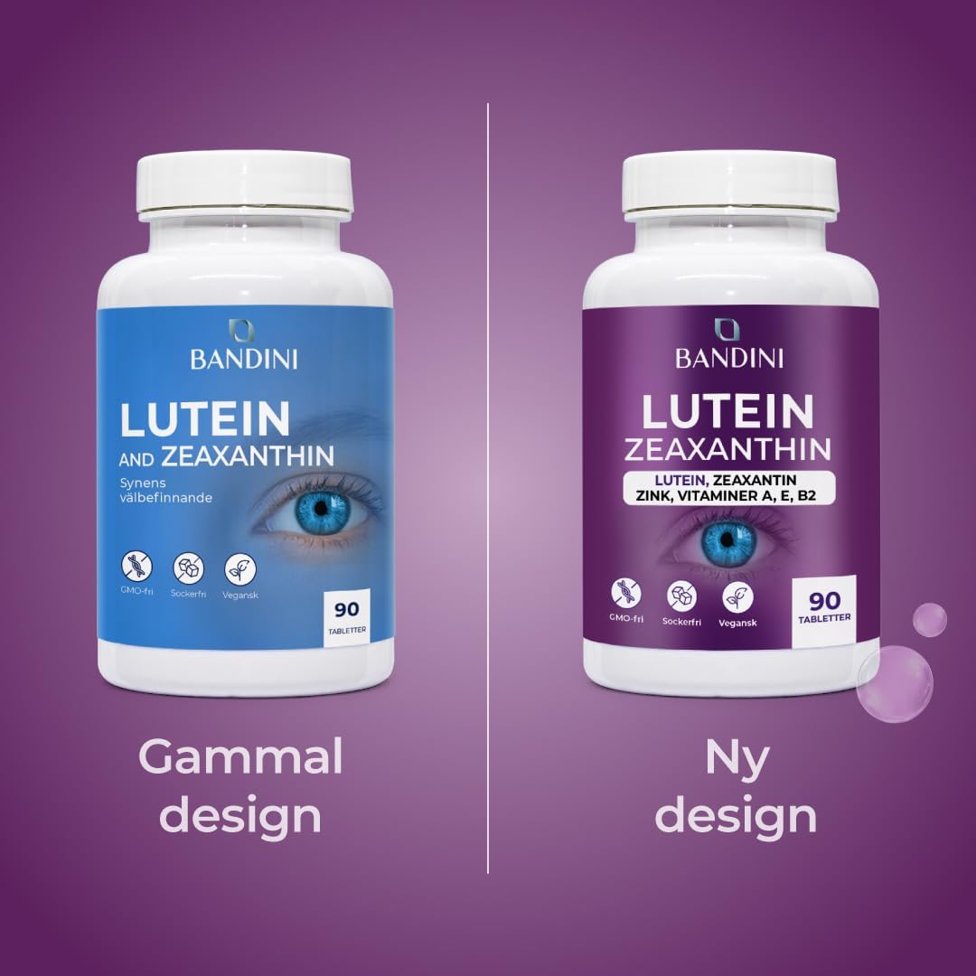 Detalle de Bandini® Högdos lutein och zeaxantin – veganskt ögontillskott, 90 tabletter