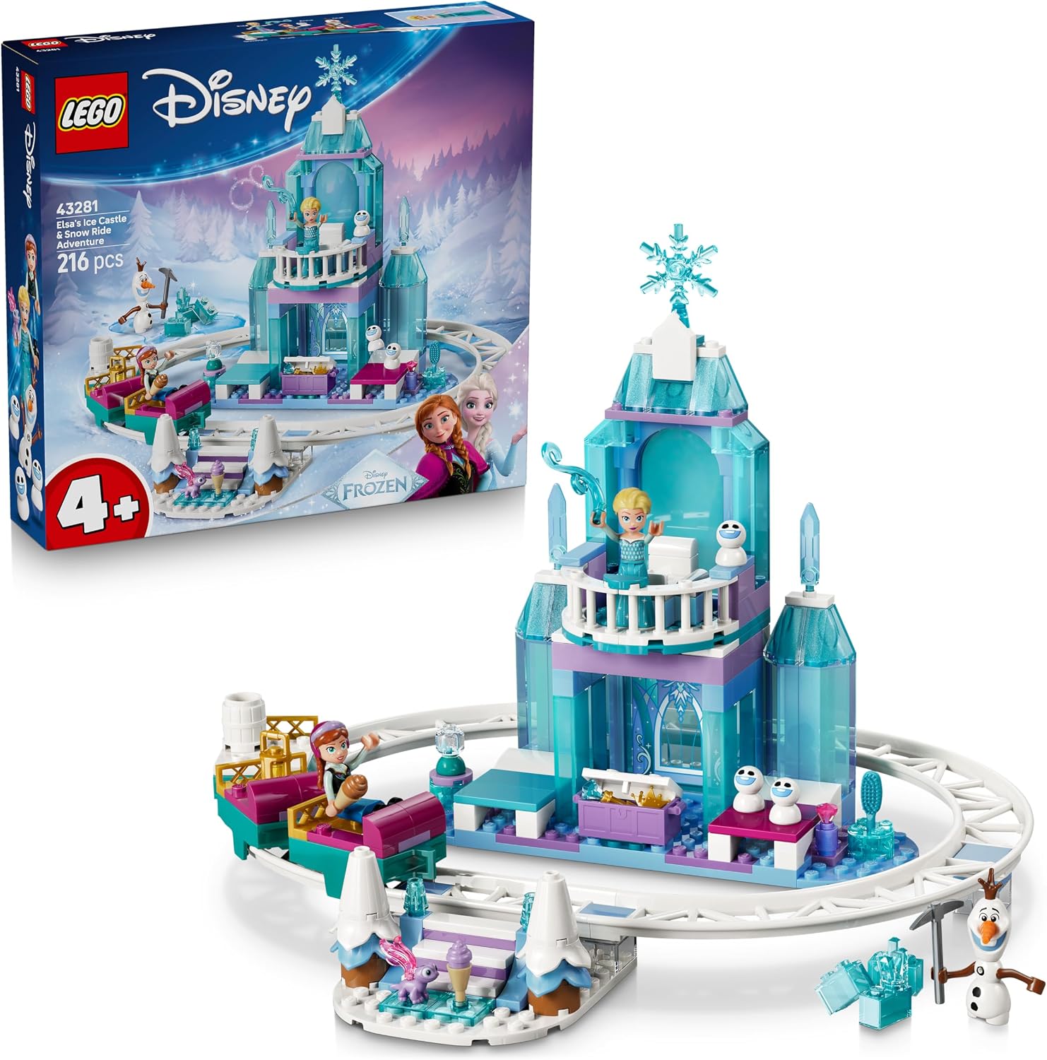Detalle de LEGO Disney Frozen Elsa's Ice Castle & Snow Ride Adventure (43281) with Anna & Elsa Mini Dolls