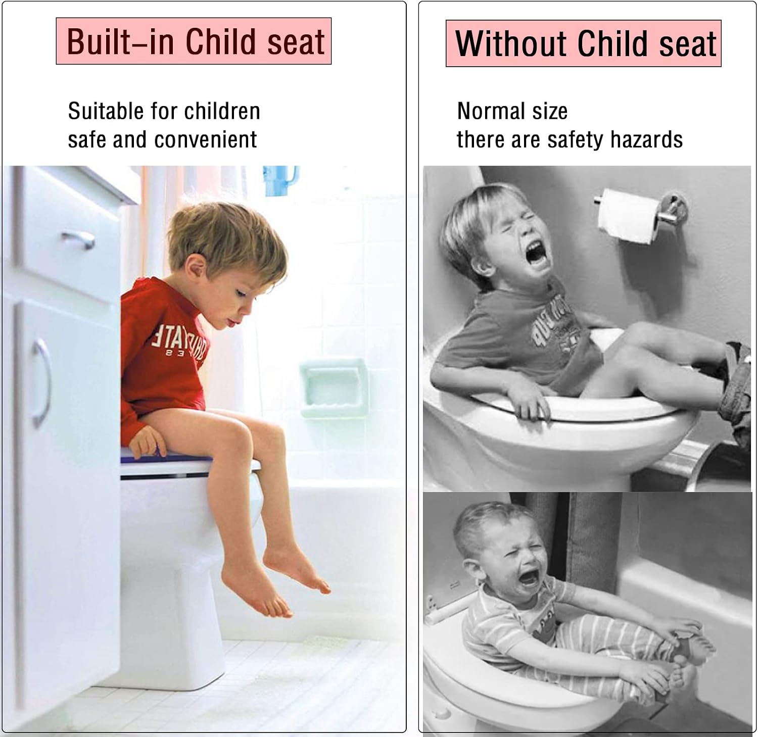 Detalle 2 de D Shape Family Toilet Seat with Built‑In Child Seat – Soft Close, Quick Release, Adjustable Hinges (UK Compatible)