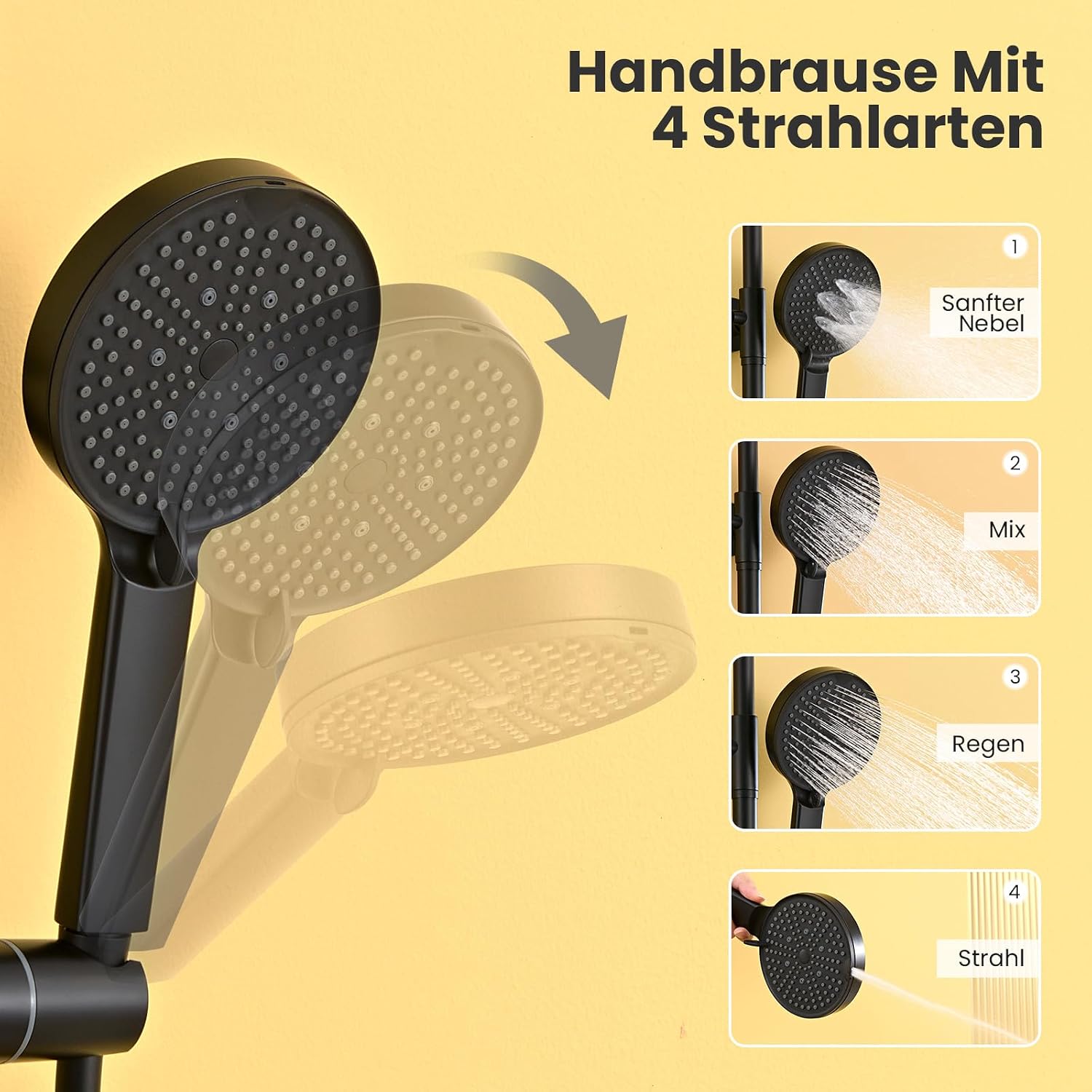 Detalle 2 de Auralum Regendusche Set 250 mm Edelstahl