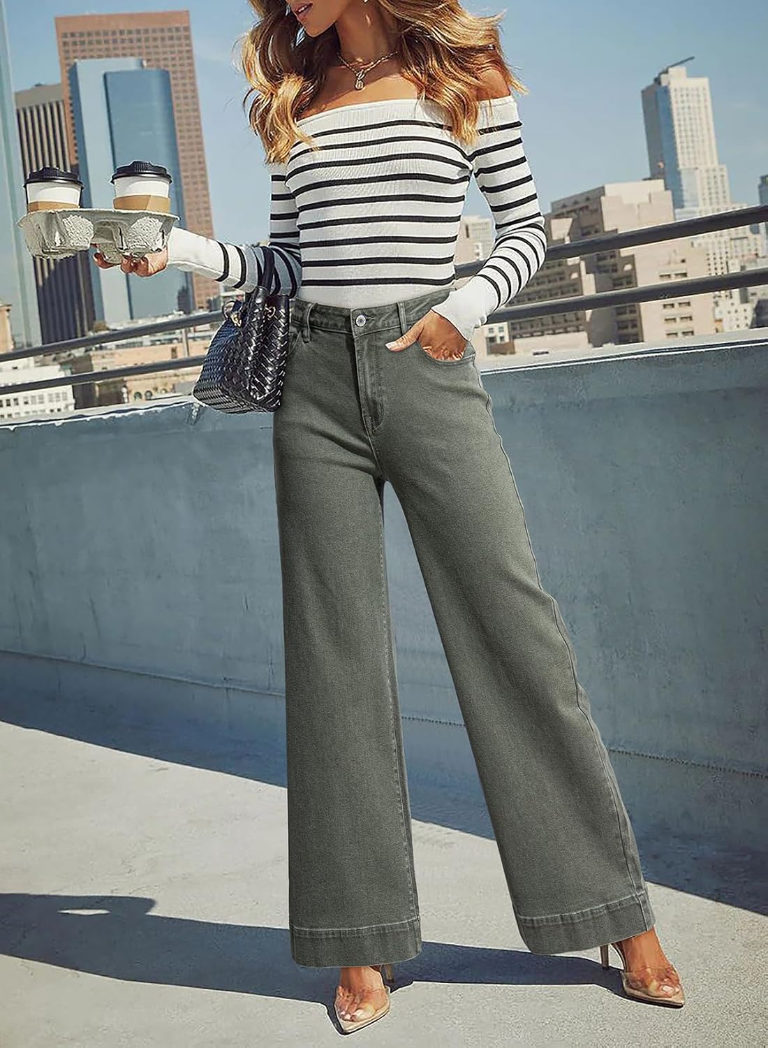 Thumbnail 2 de DOKOTOO women stretch jeans 5-pocket wide leg